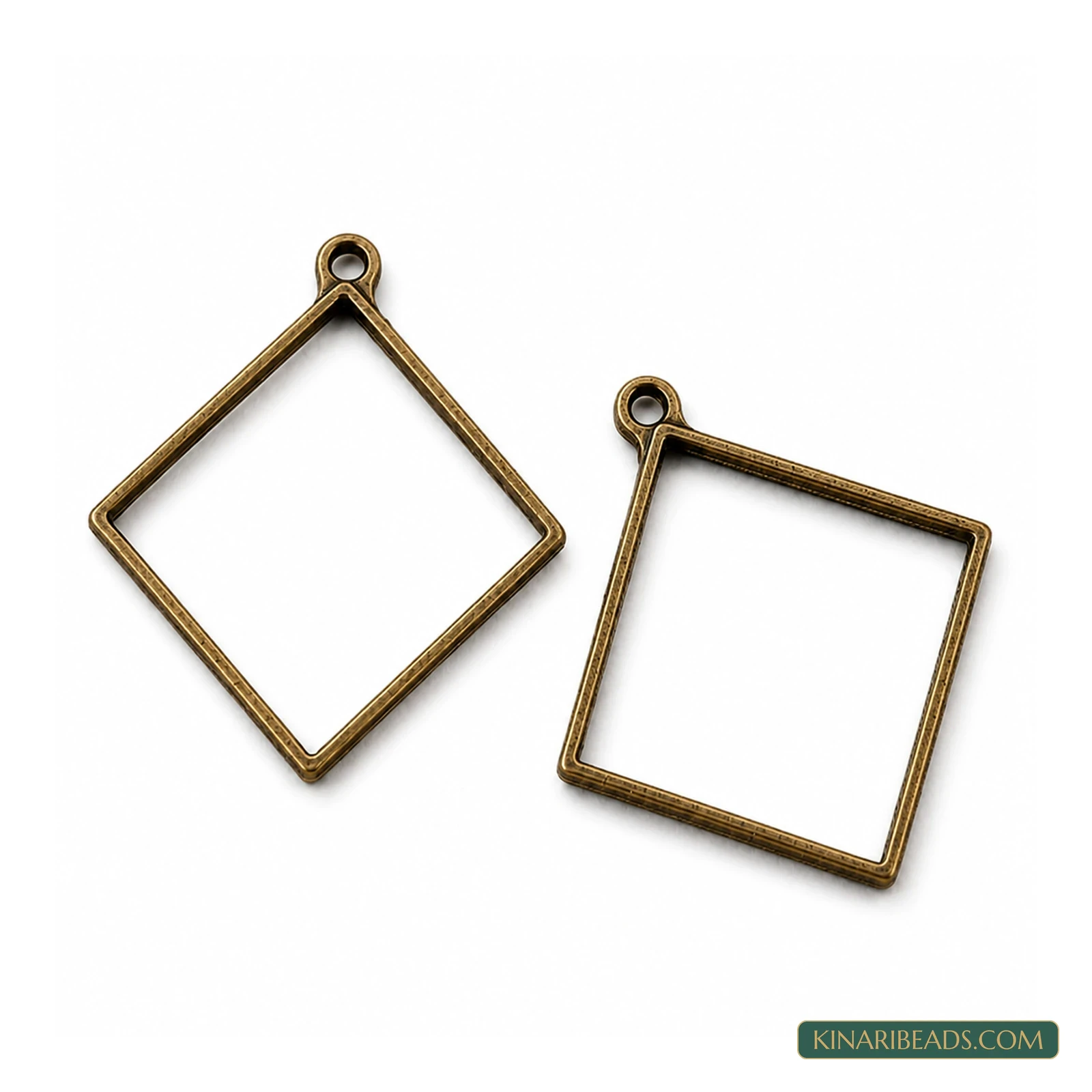 Rhombus Open Back Resin Bezel Pendants – Bronze, 10 Pack
