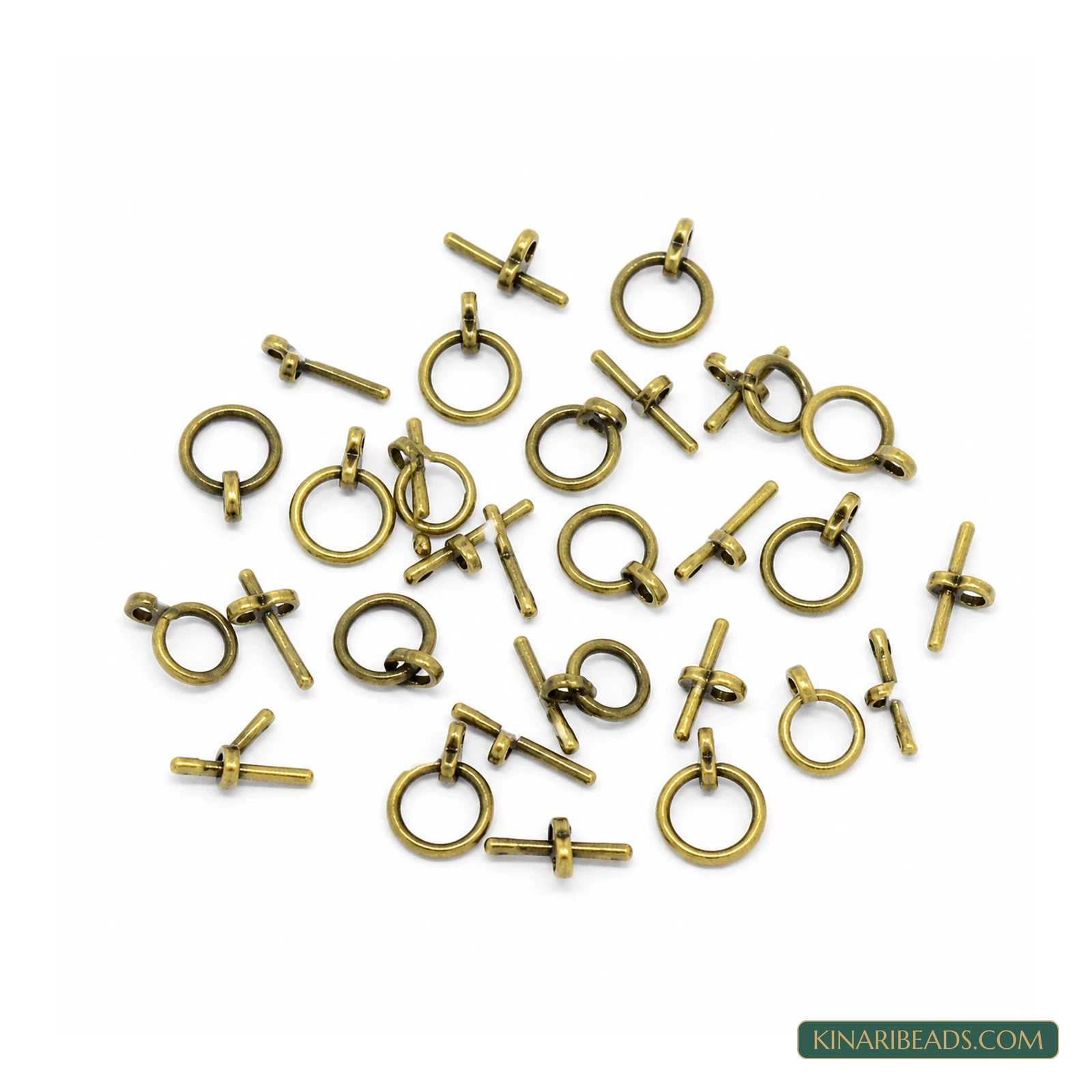 Rondelle Vintage Toggle & T-Bar Clasp Sets Antiqued Bronze 12mm – 5 Sets / 50 Sets product image