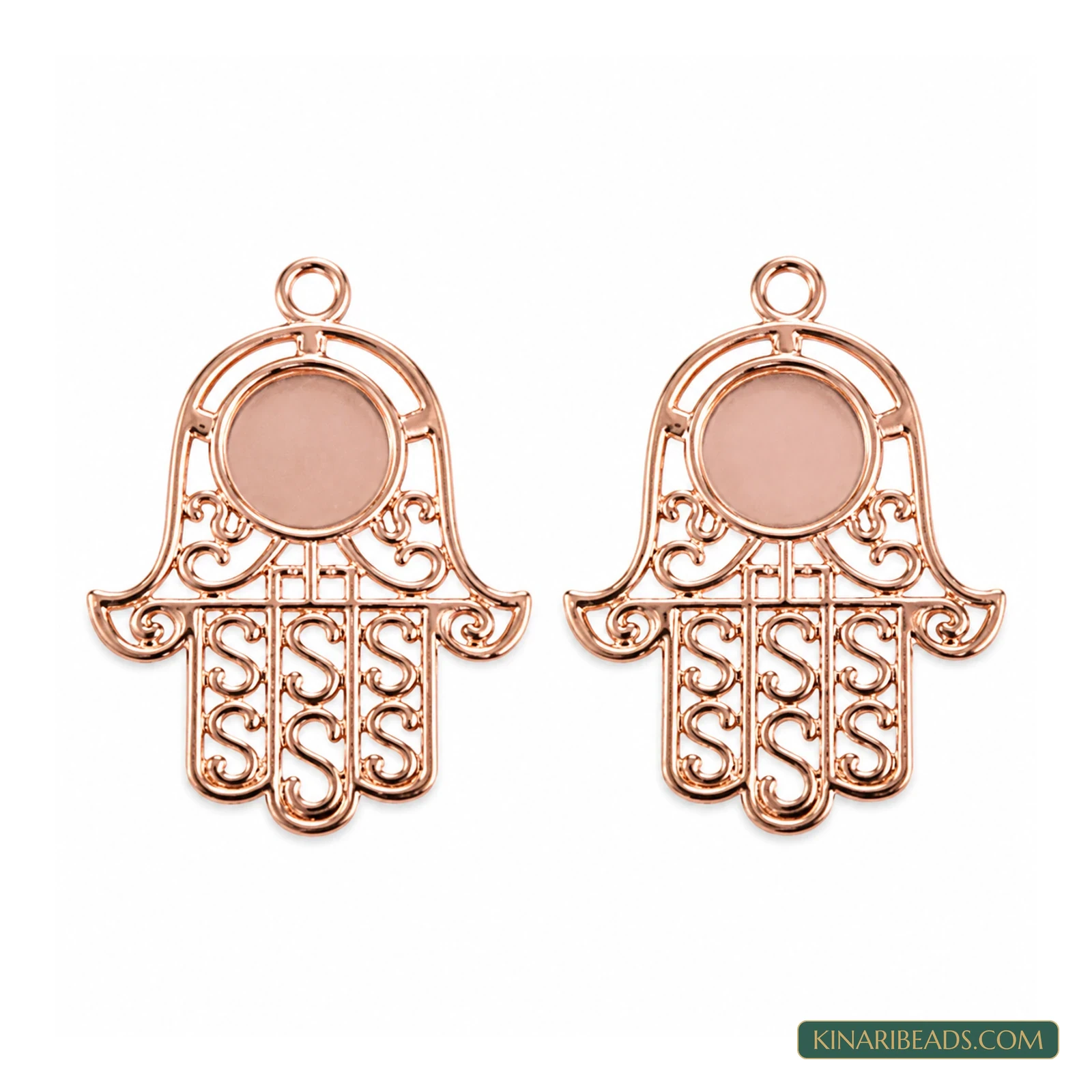 Rose Gold Hand-Shaped Cabochon Pendant Settings – 2 Inch - Rose Gold colour