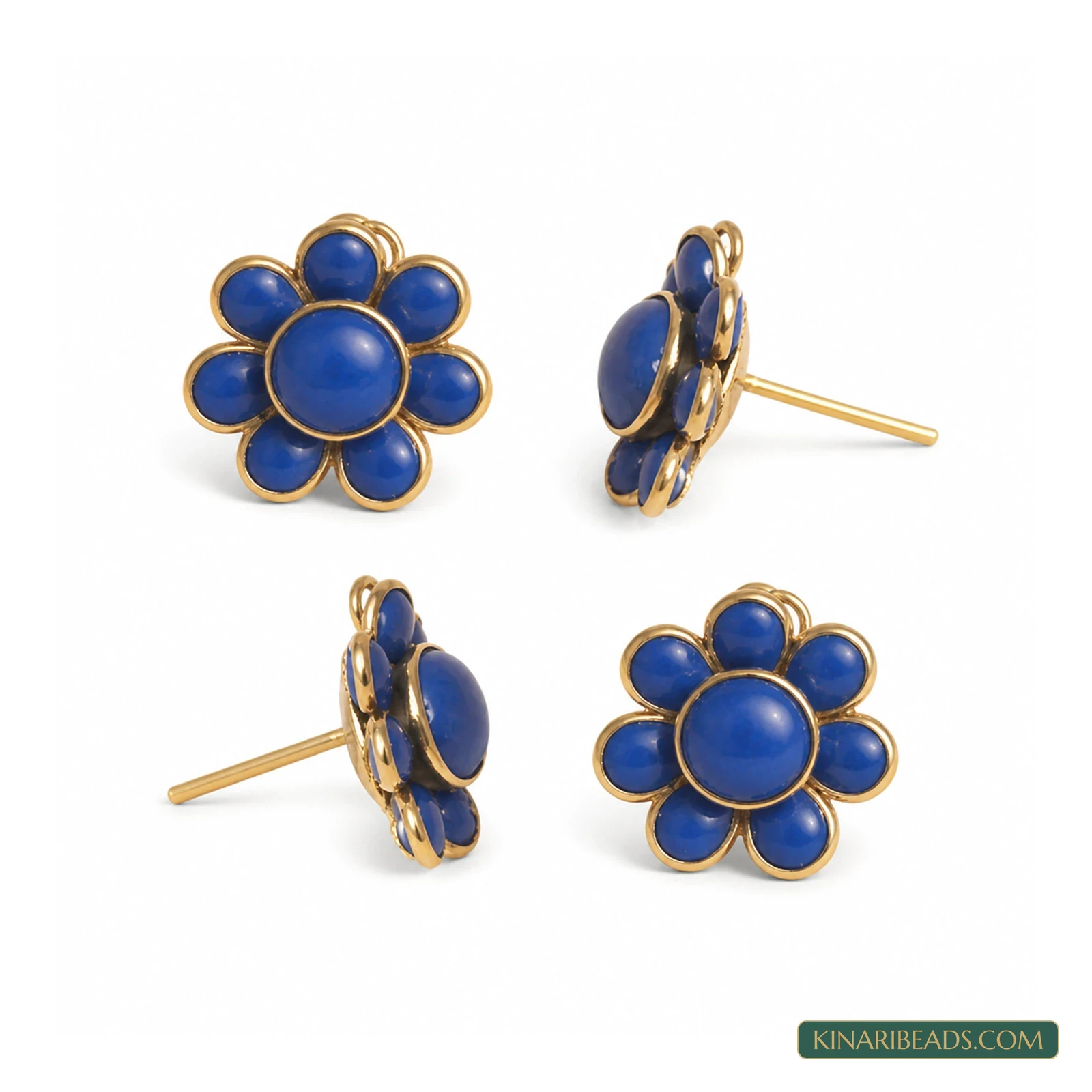 Round Pacchi Earring Components – 14mm, 2 Pairs - Blue colour