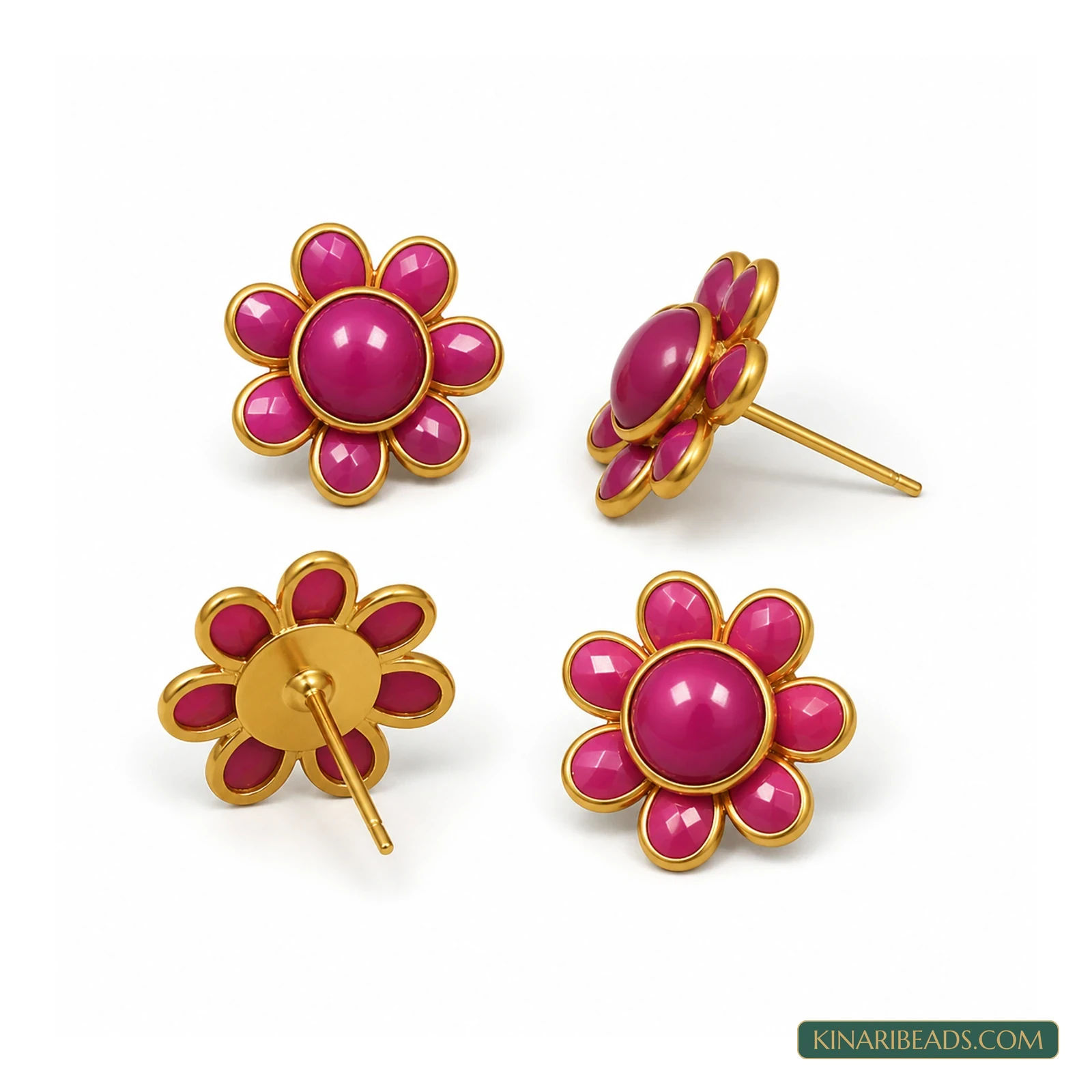 Round Pacchi Earring Components – 14mm, 2 Pairs - Violet colour