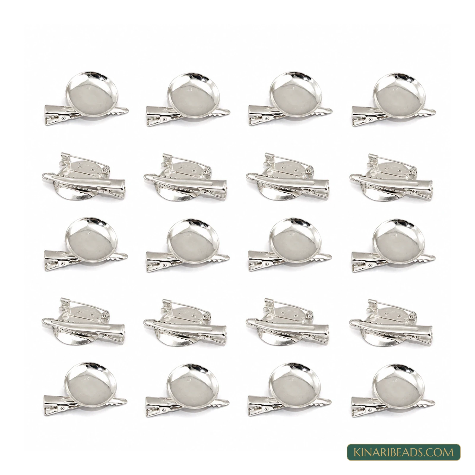 Round Tray Alligator Clip with Brooch Pin – 20 Pack