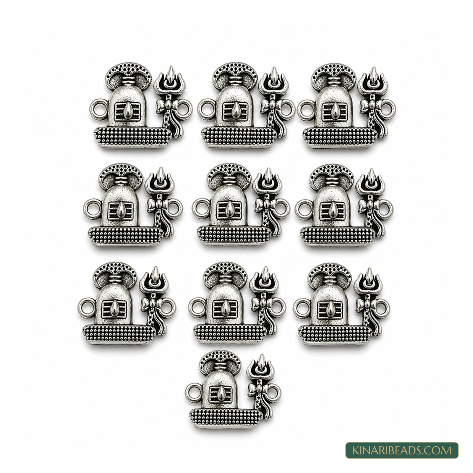 Shivling German Silver Religious Connectors – 20x17mm, 10 Pack - Silver colour