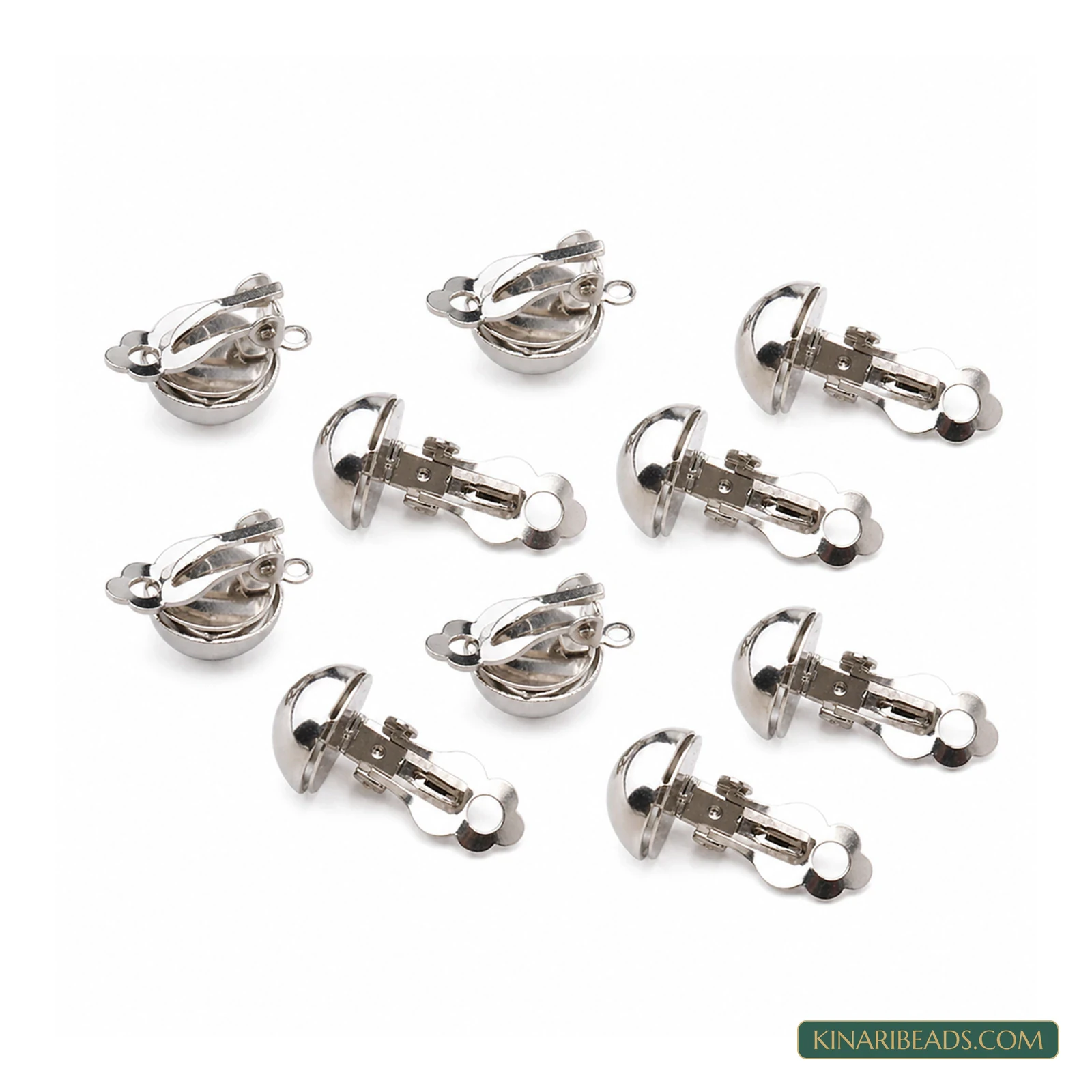 Silver Clip-On Earring Findings – 12mm, 10 Pack - Silver colour