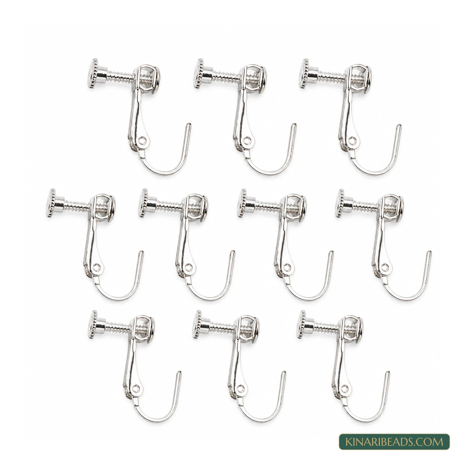 Silver Clip-On Earring Findings – 9x15mm, 10 Pack
