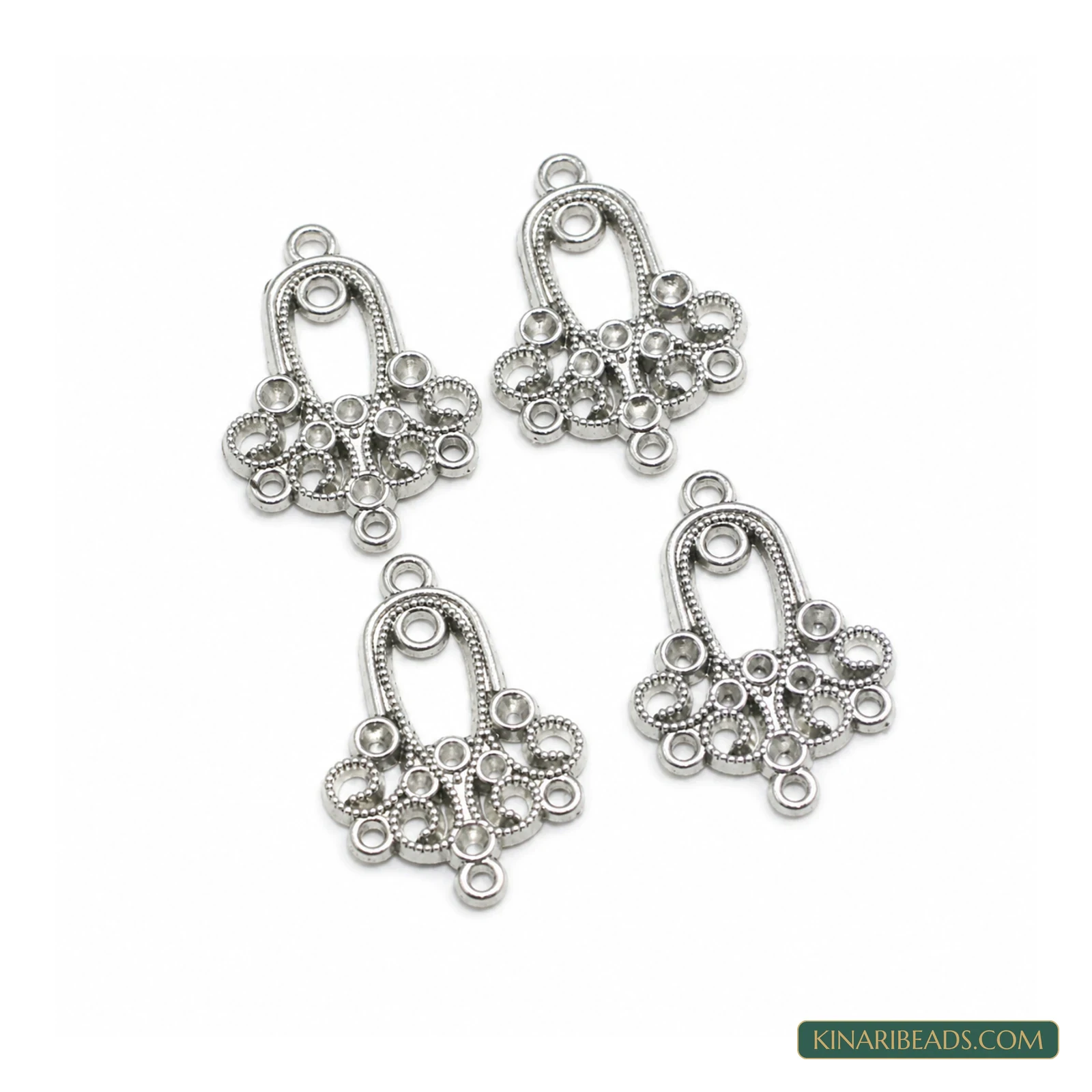 Silver Earring Components 28x19mm – 4 Pack, Kinari Style EF103