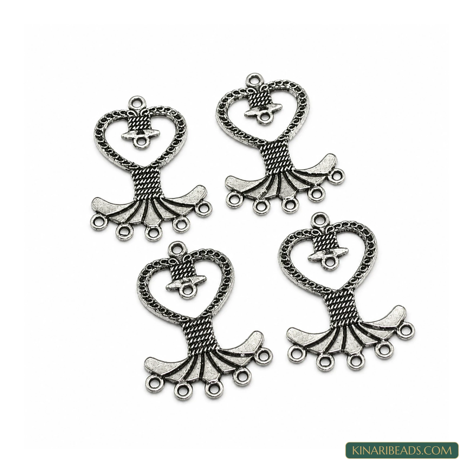 Silver Earring Components 40x28mm – 4 Pack, Kinari Style EF104