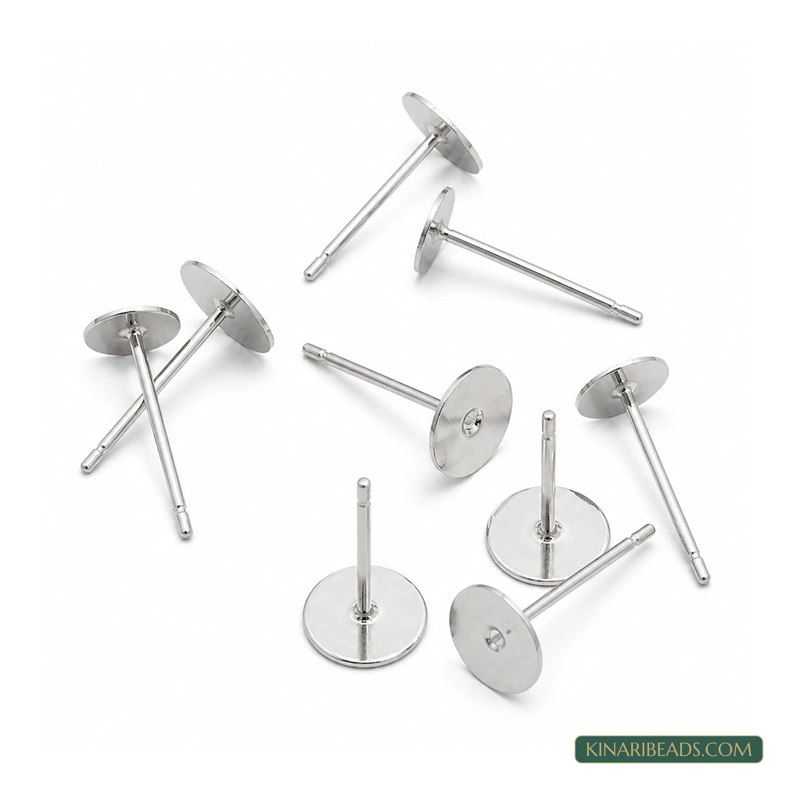 Silver Earring Posts Flat Pad Blank Tray Stud – 50 g Pack, Kinari Style EF78 product image