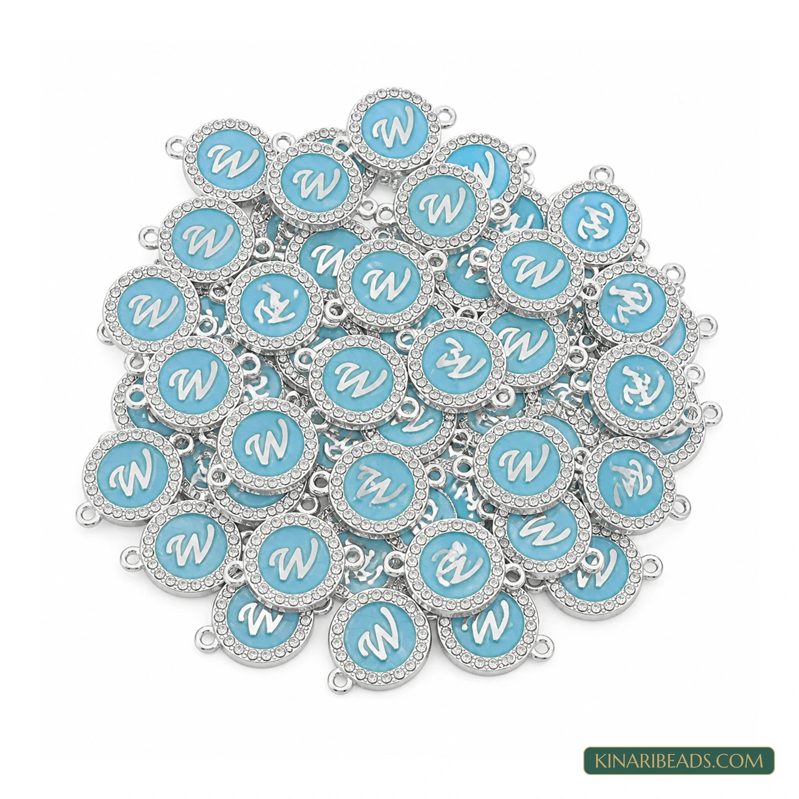 Silver Enamel Rhinestone Link Connectors – 22x16mm product image
