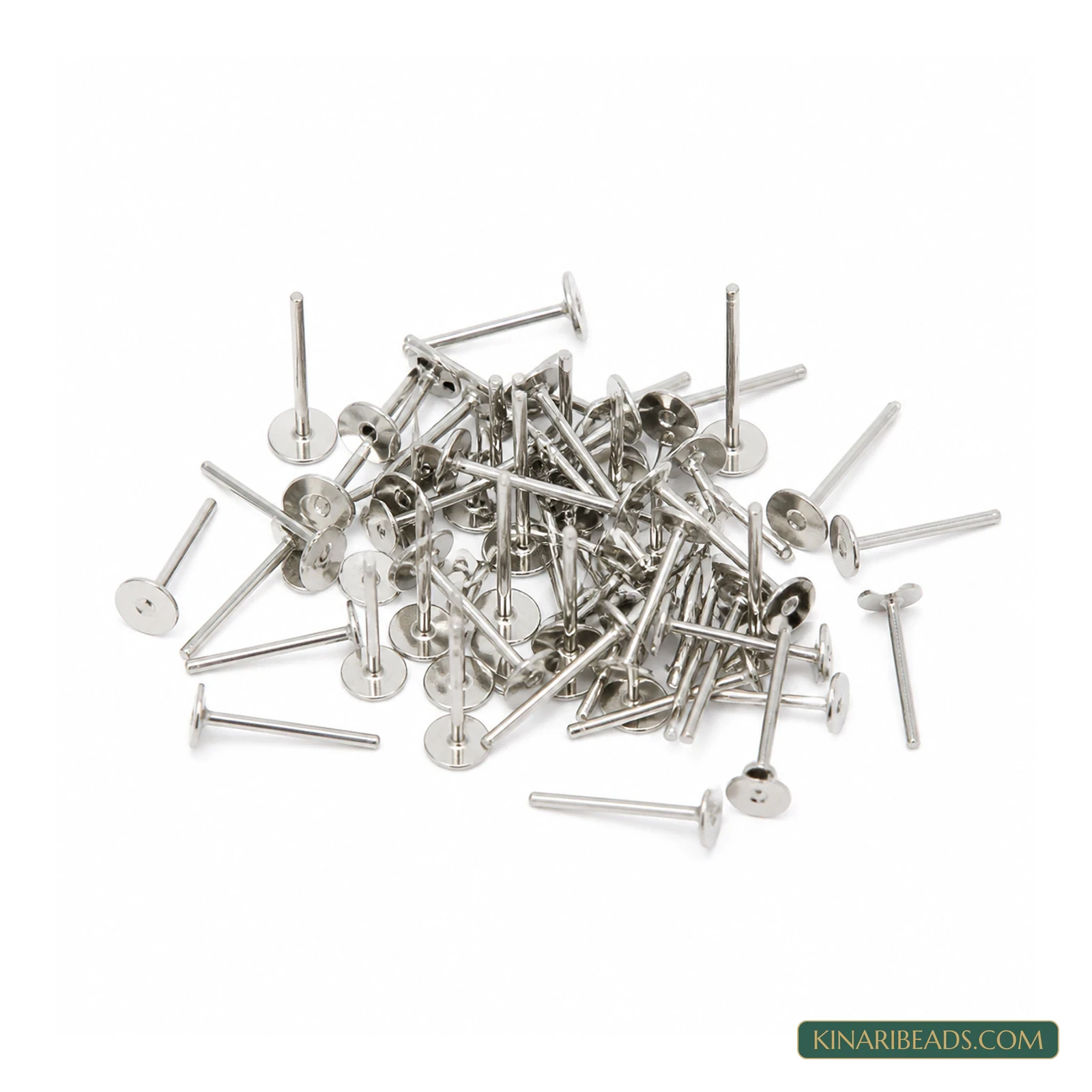 Silver Flat Pad Earring Posts – 4mm, 50g Pack