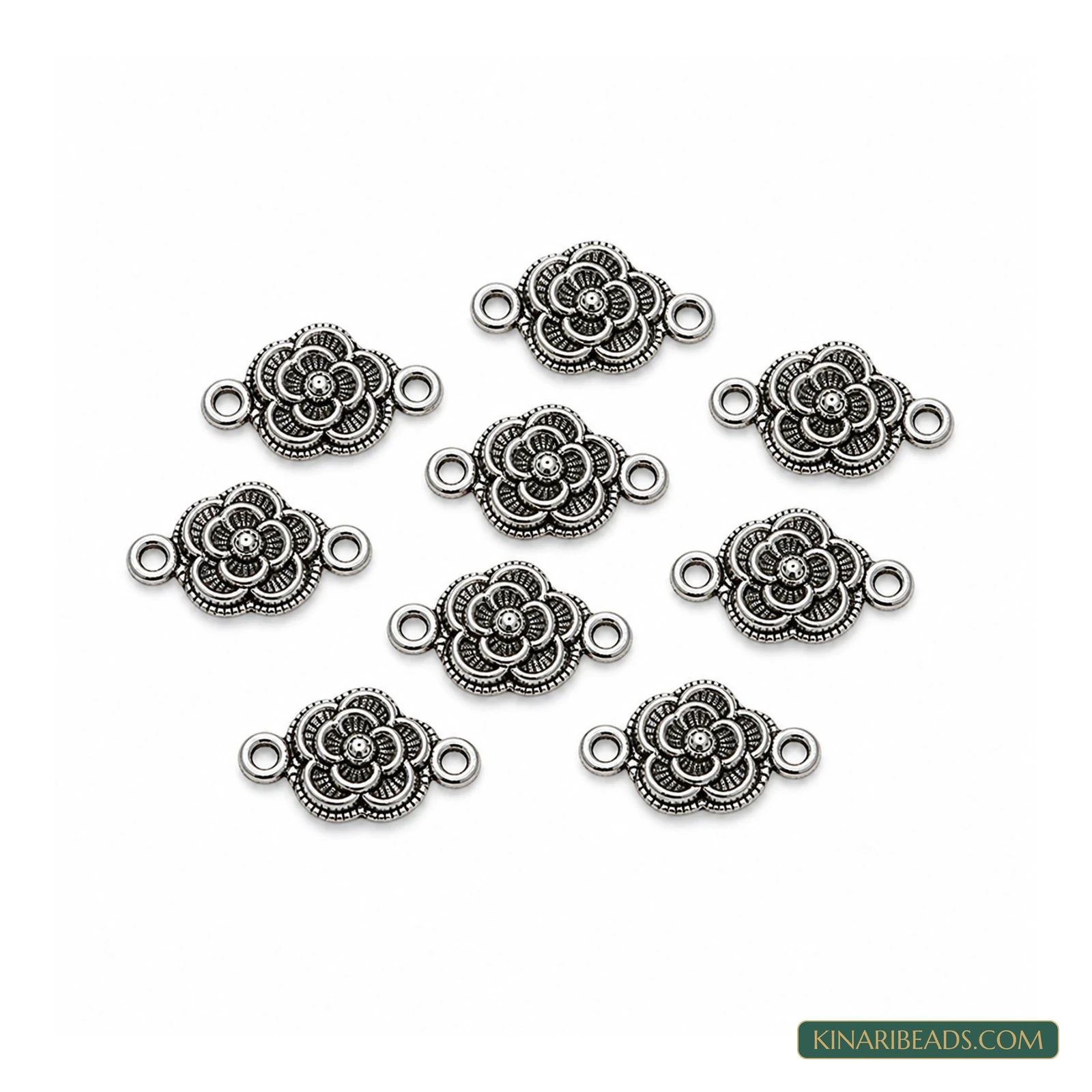 Silver German Silver Flower Links – 20x12mm