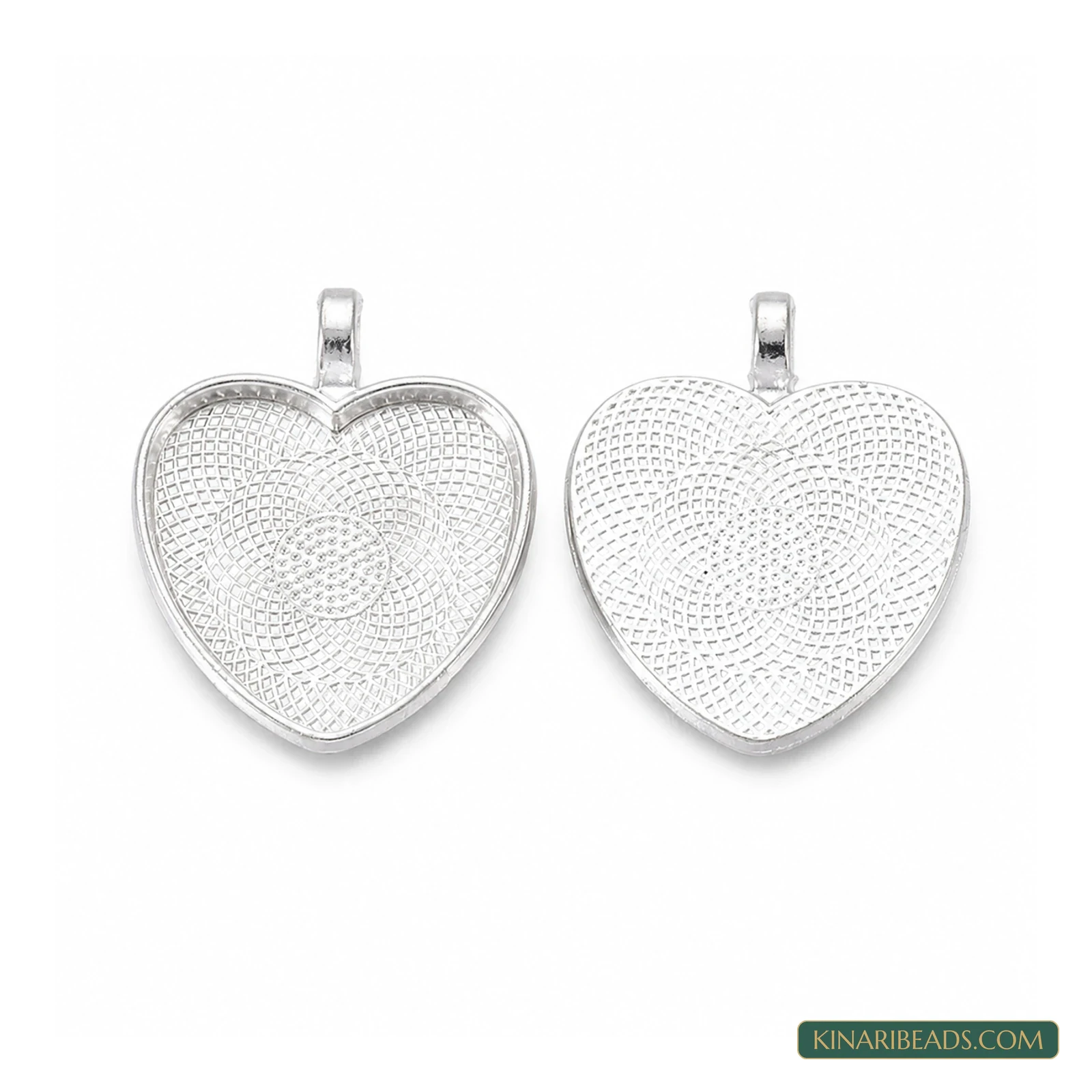 Silver Heart Cabochon Pendant Settings – 1 Inch product image