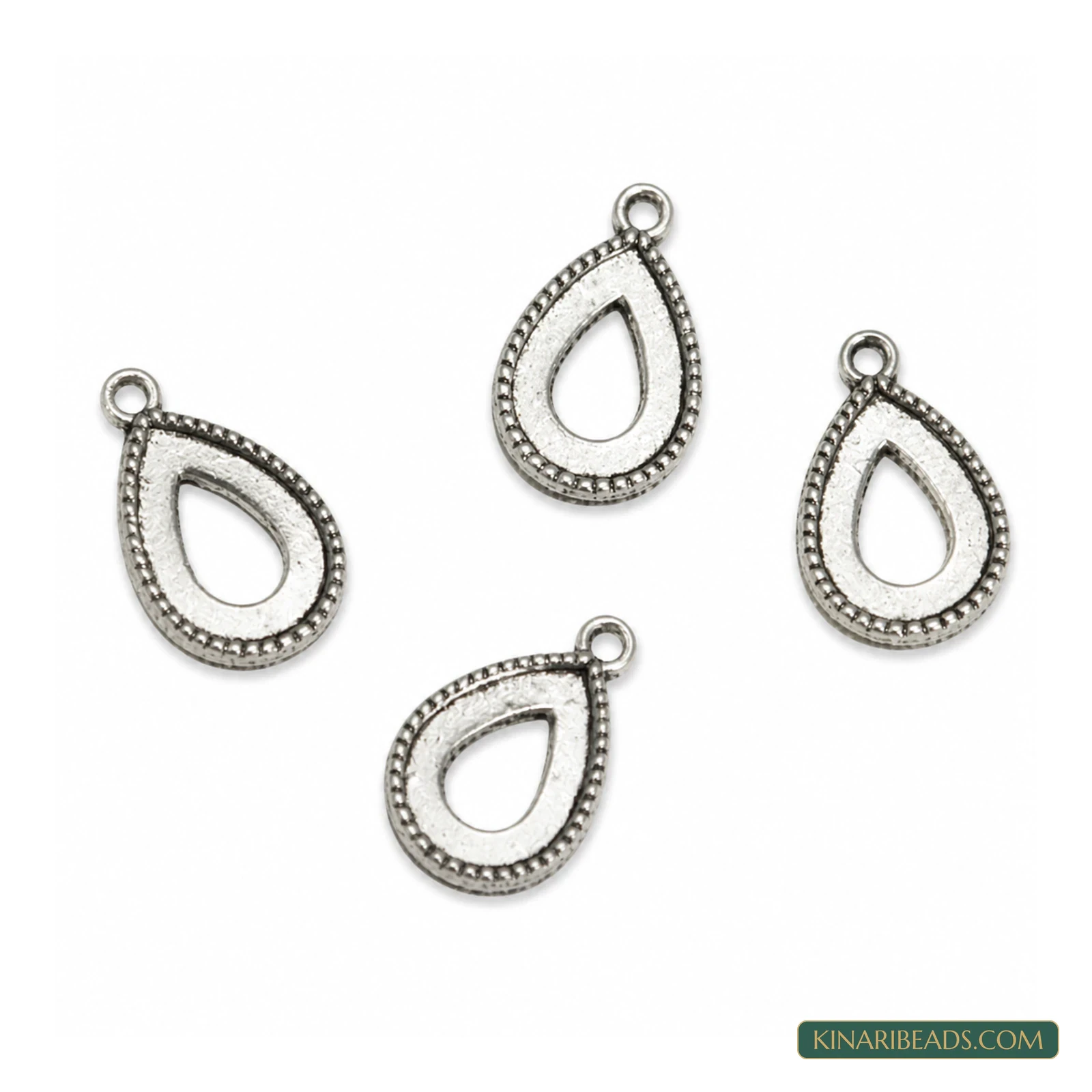 Silver Teardrop Bezel Pendant Base Frames – 0.5 Inch