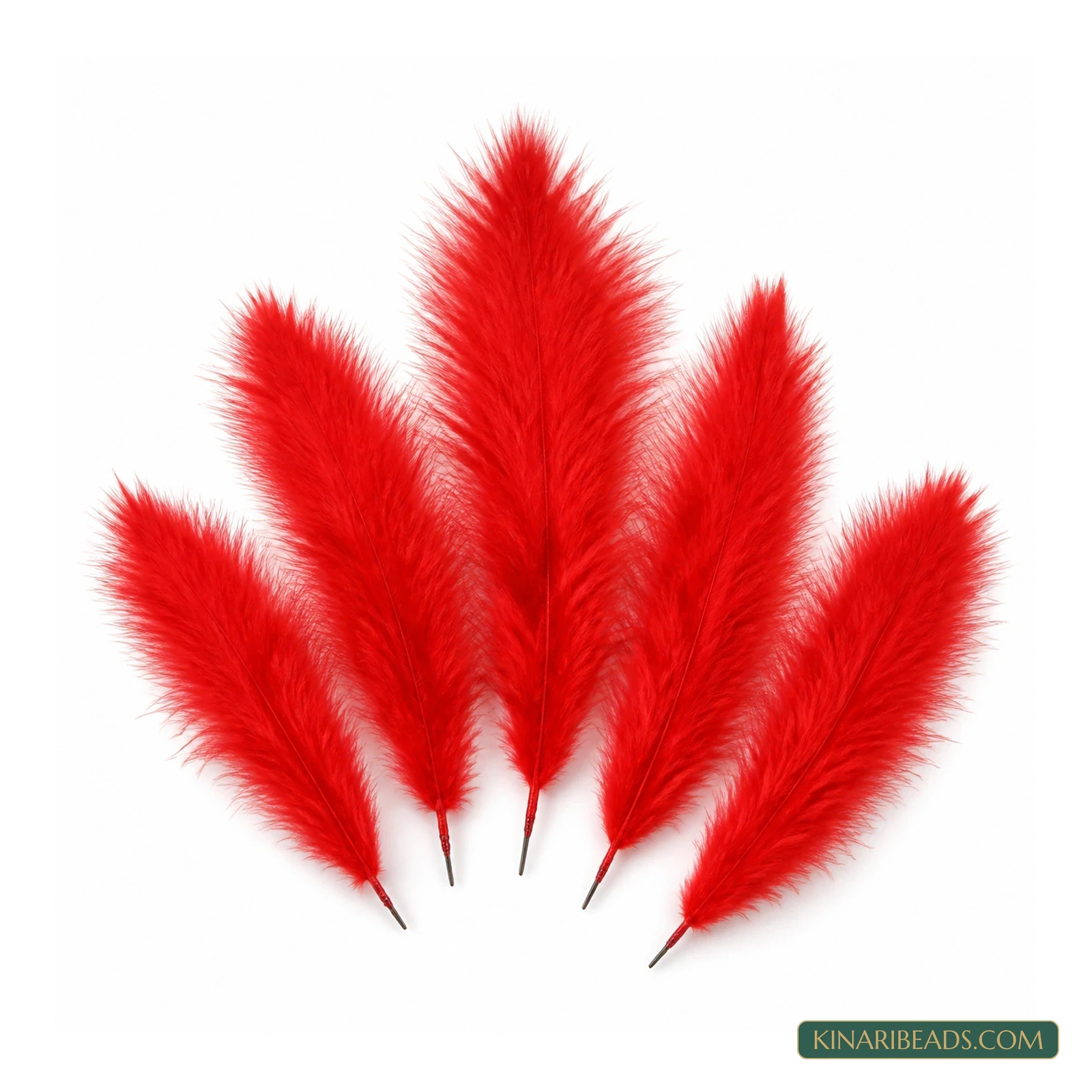 Soft Red Natural Craft Feathers – 5 Piece Pack