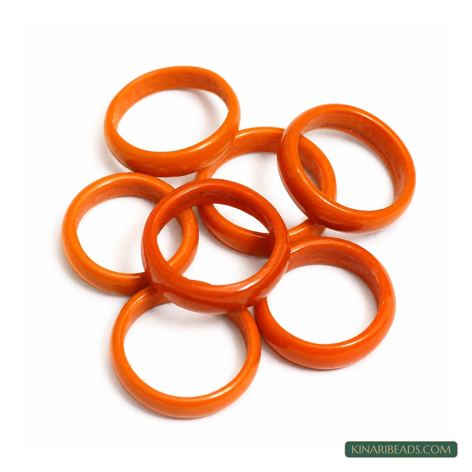 Solid-Colour Glass Craft Rings – 50 Pack - Orange colour