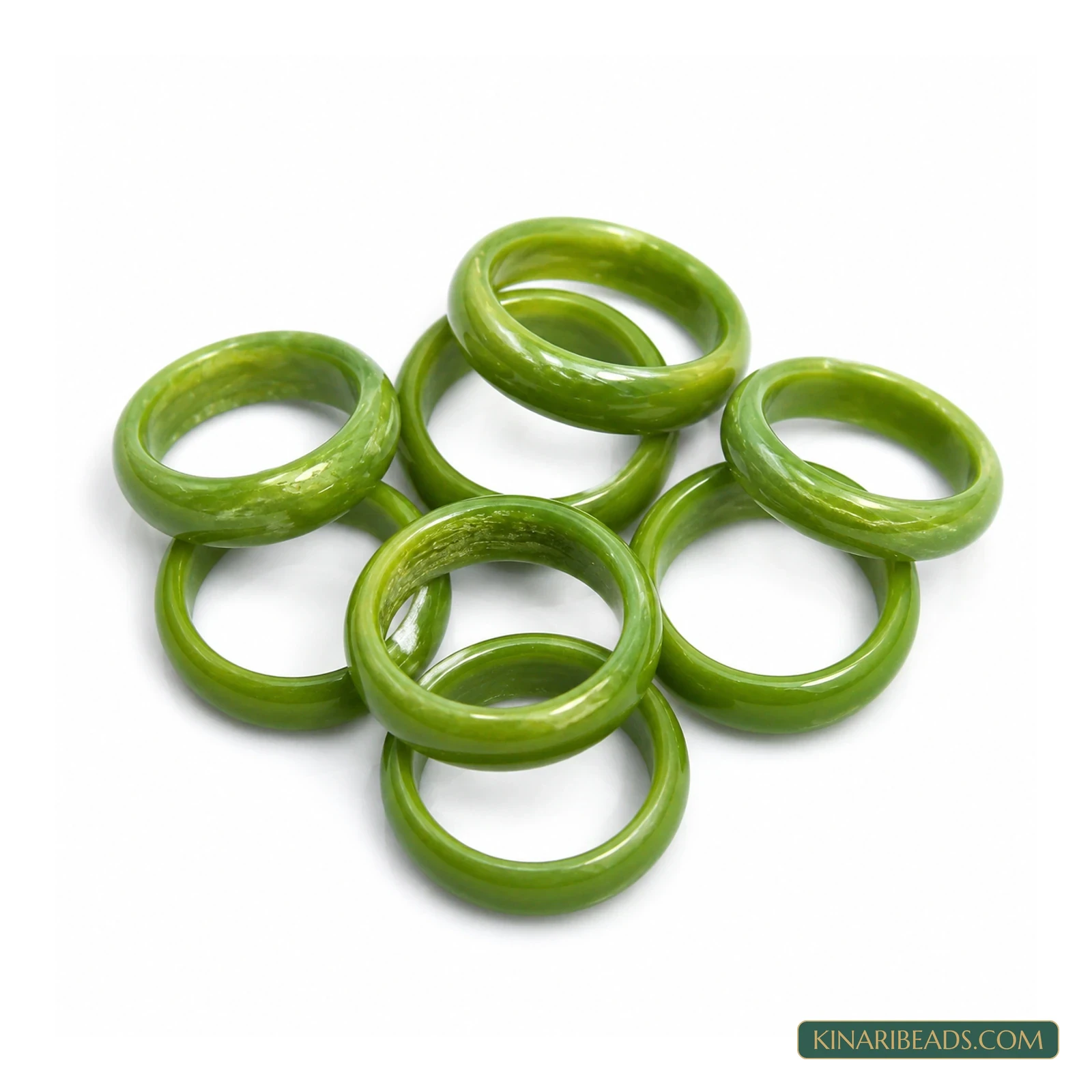 Solid-Colour Glass Craft Rings – 50 Pack - Parrot Green colour
