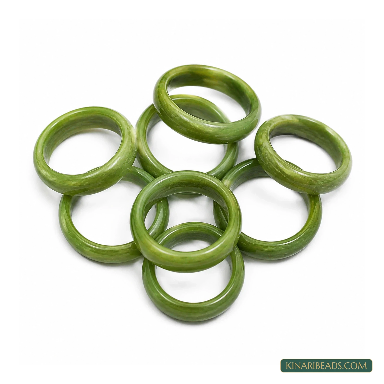 Solid-Colour Glass Craft Rings – 50 Pack - Peridot colour