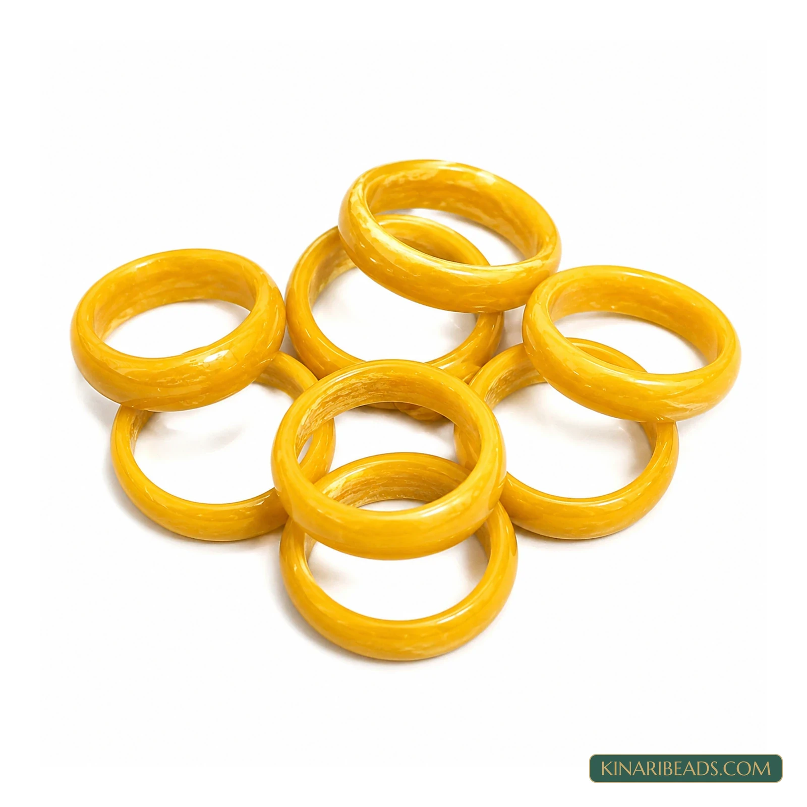 Solid-Colour Glass Craft Rings – 50 Pack - Yellow colour