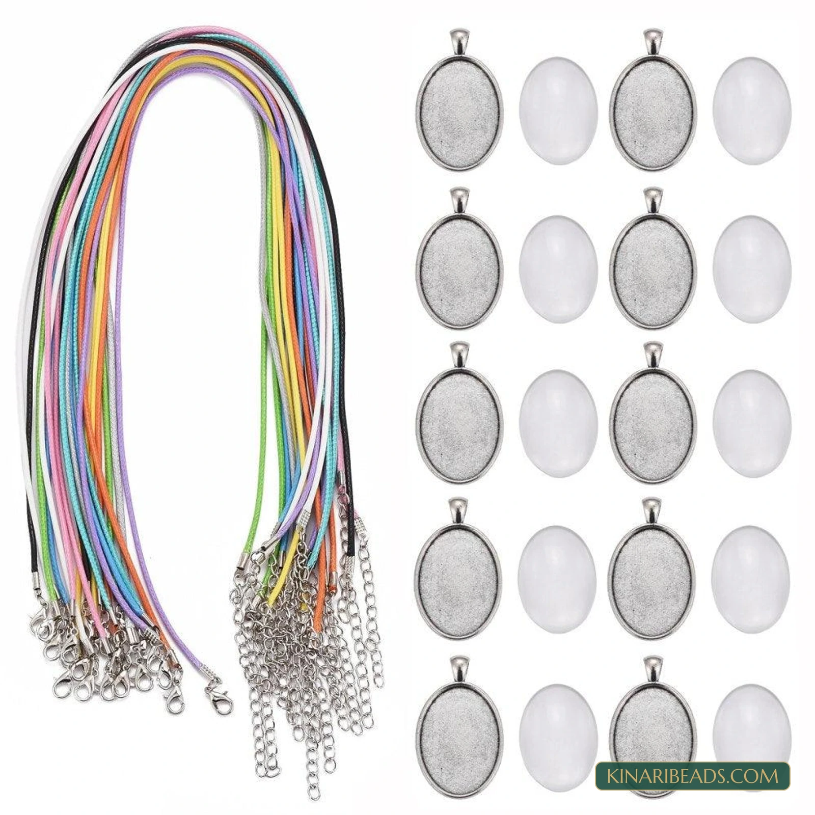 10 Oval Glass Cabochon Necklace Making Kits