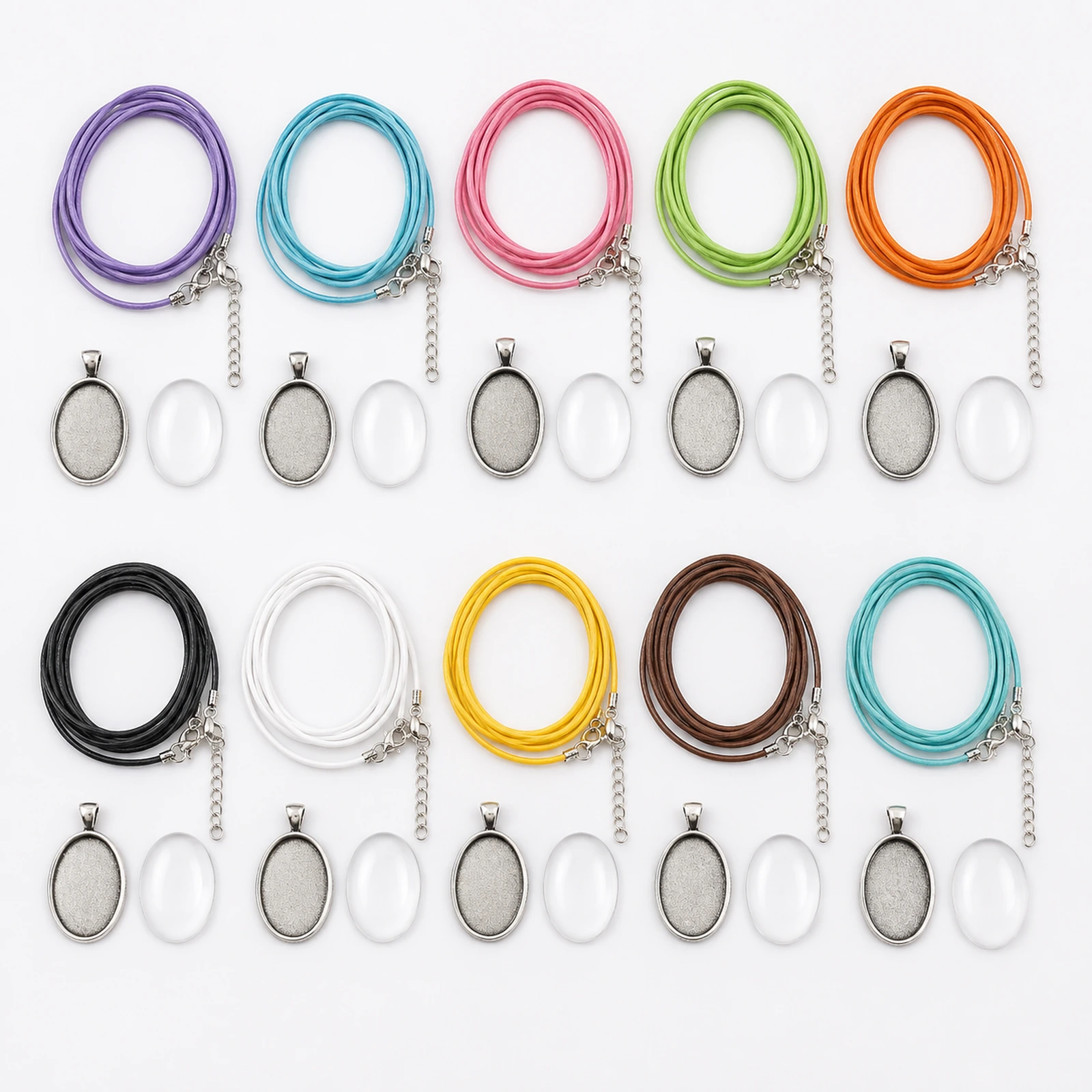 10 Oval Glass Cabochon Necklace Making Kits