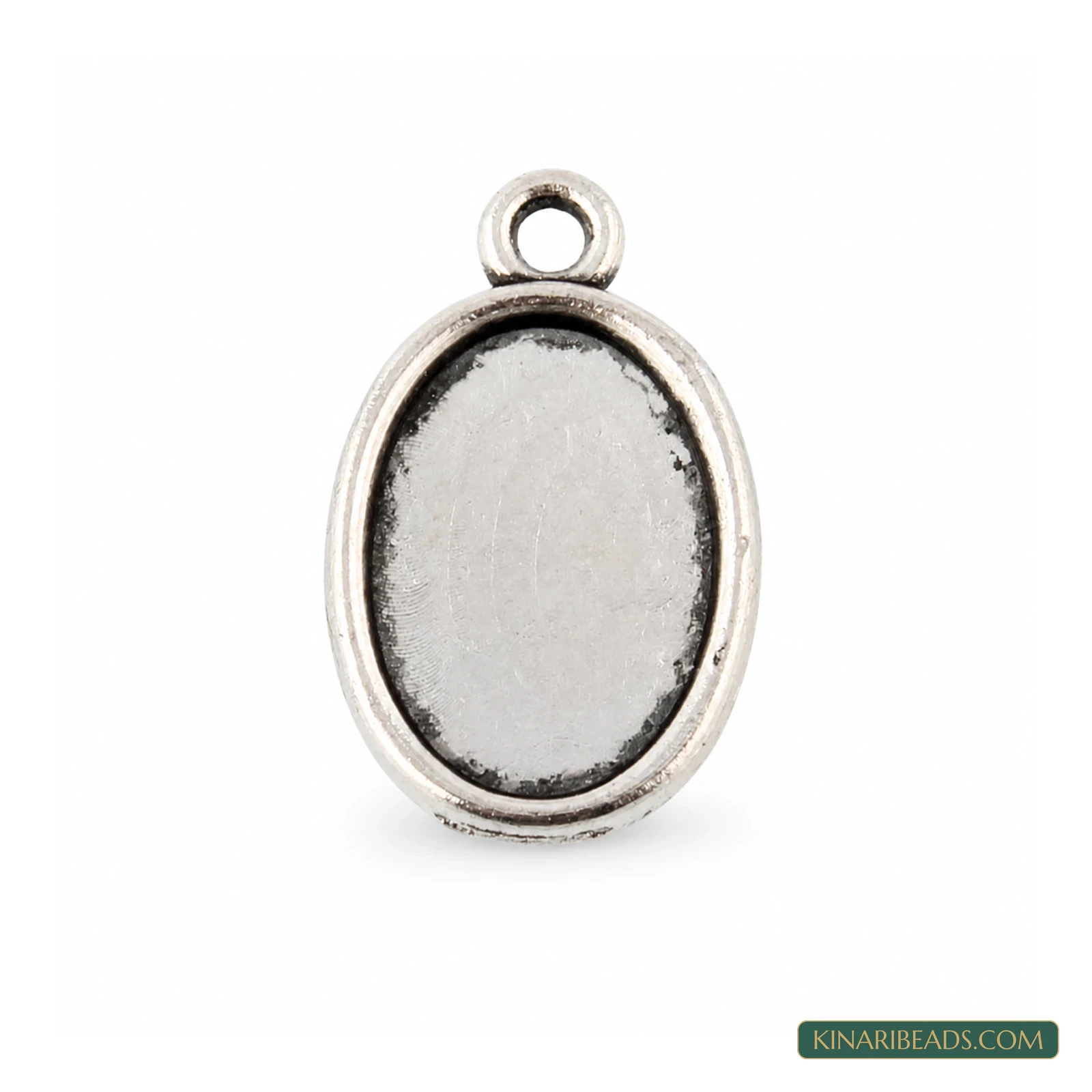 Tibetan Antique Silver Flat Oval Pendant Trays – 0.75 Inch product image