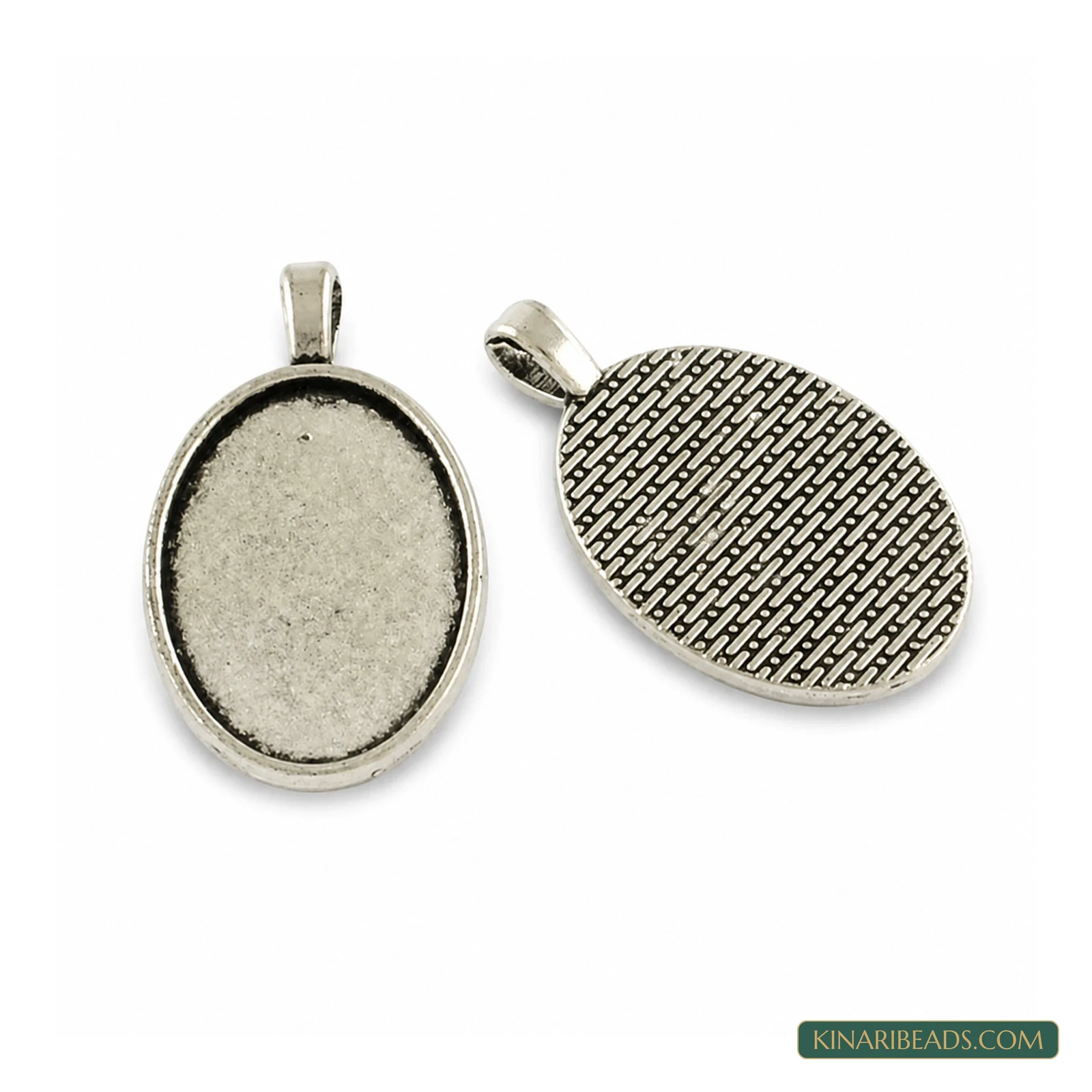Tibetan Antique Silver Zinc Alloy Oval Pendant Trays – 1.5 Inch product image