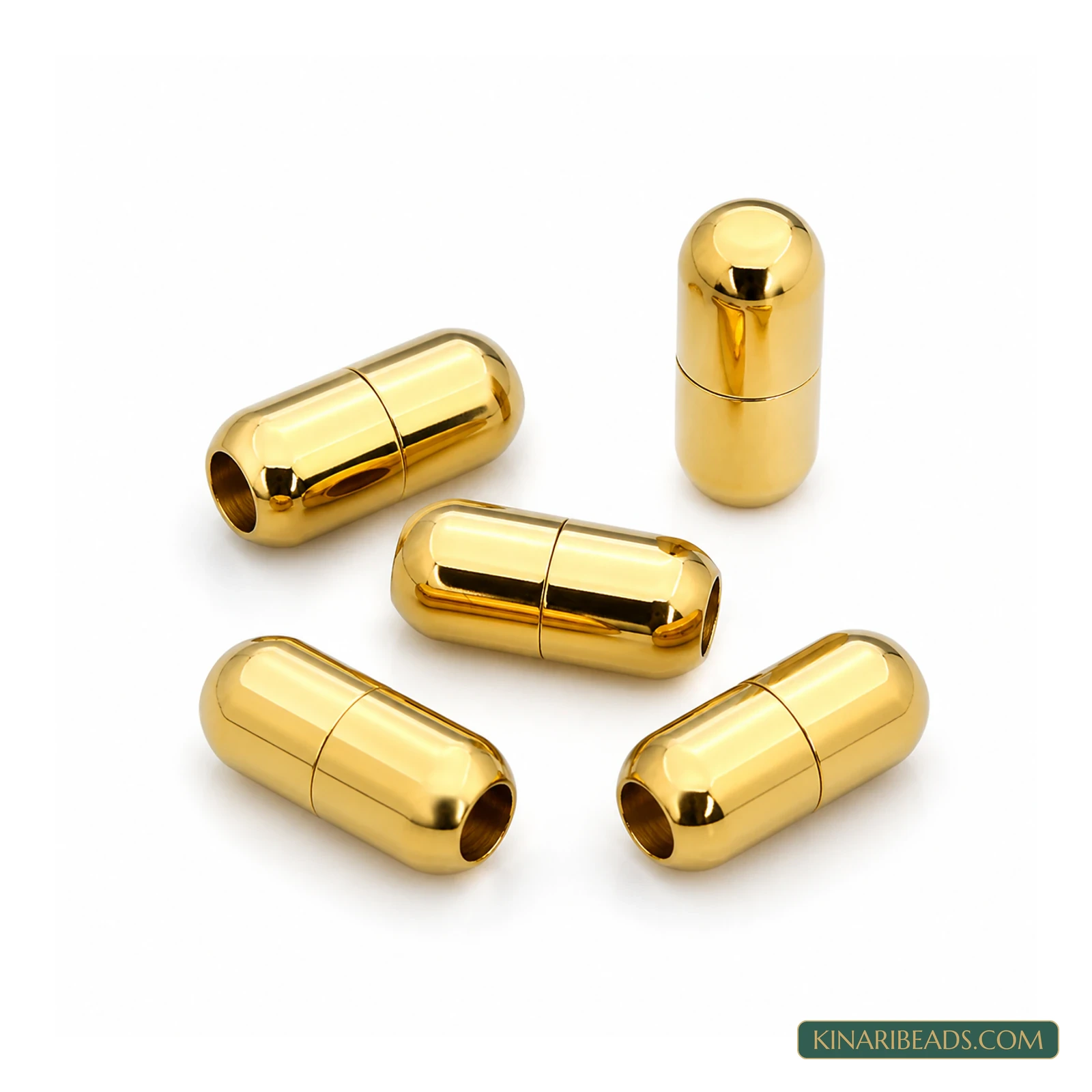 Tube Shape Magnetic Jewellery Clasp Connectors 17x9mm, 5mm Hole Size – 5 Pcs