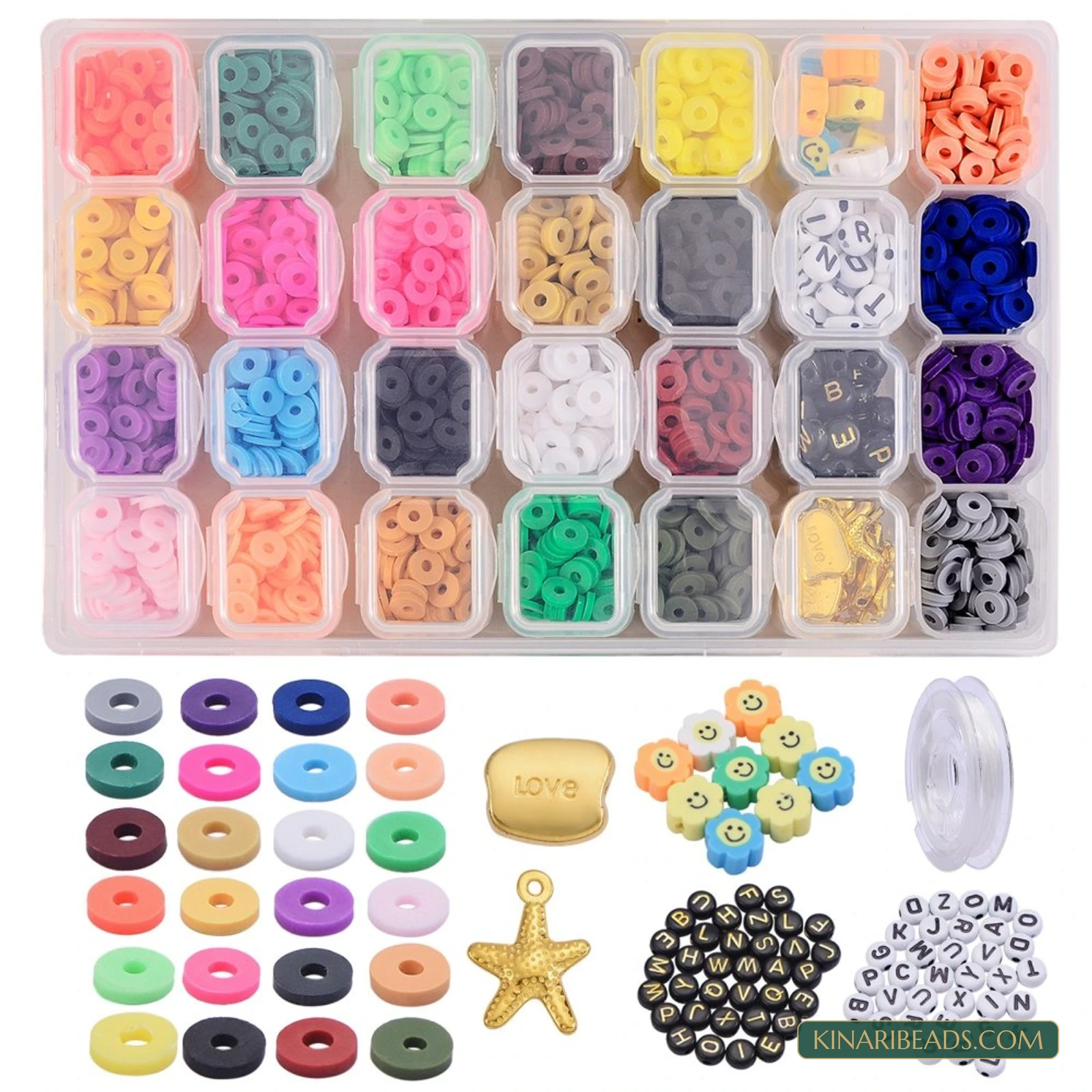 24-Colour Heishi Beads Stretch Bracelet Making Kit - Multicolour colour