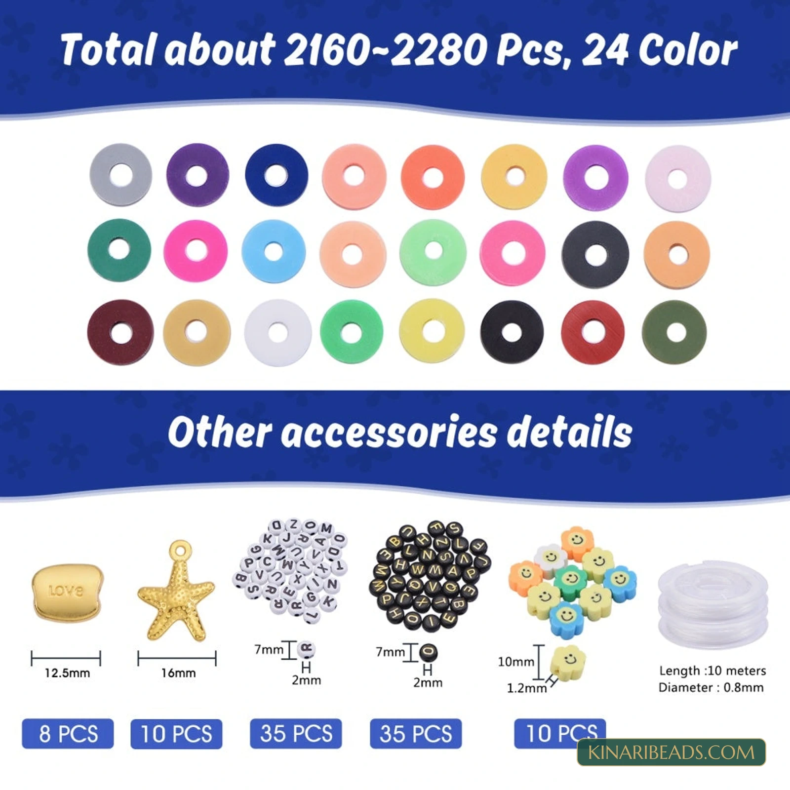 24-Colour Heishi Beads Stretch Bracelet Making Kit product image