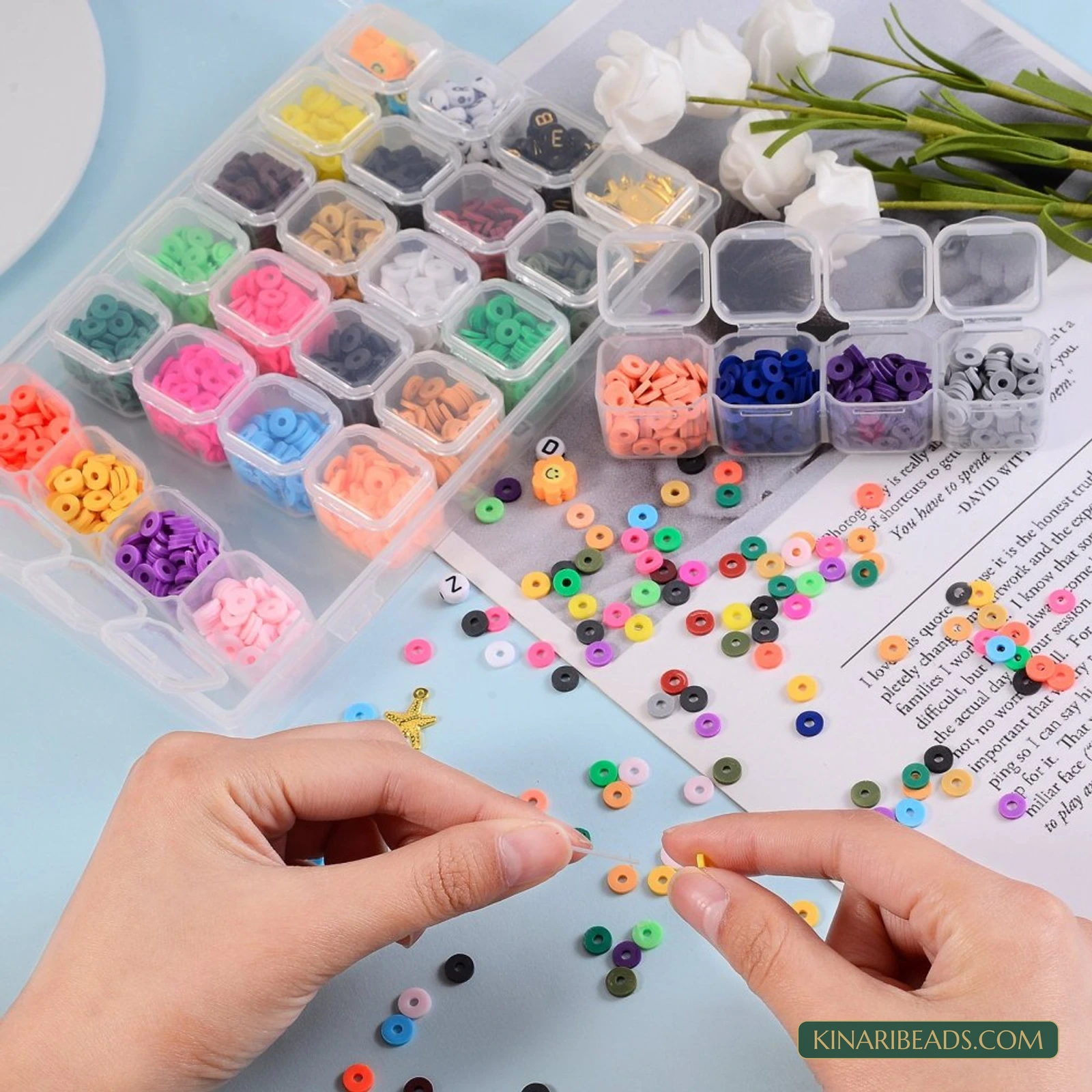 24-Colour Heishi Beads Stretch Bracelet Making Kit product image