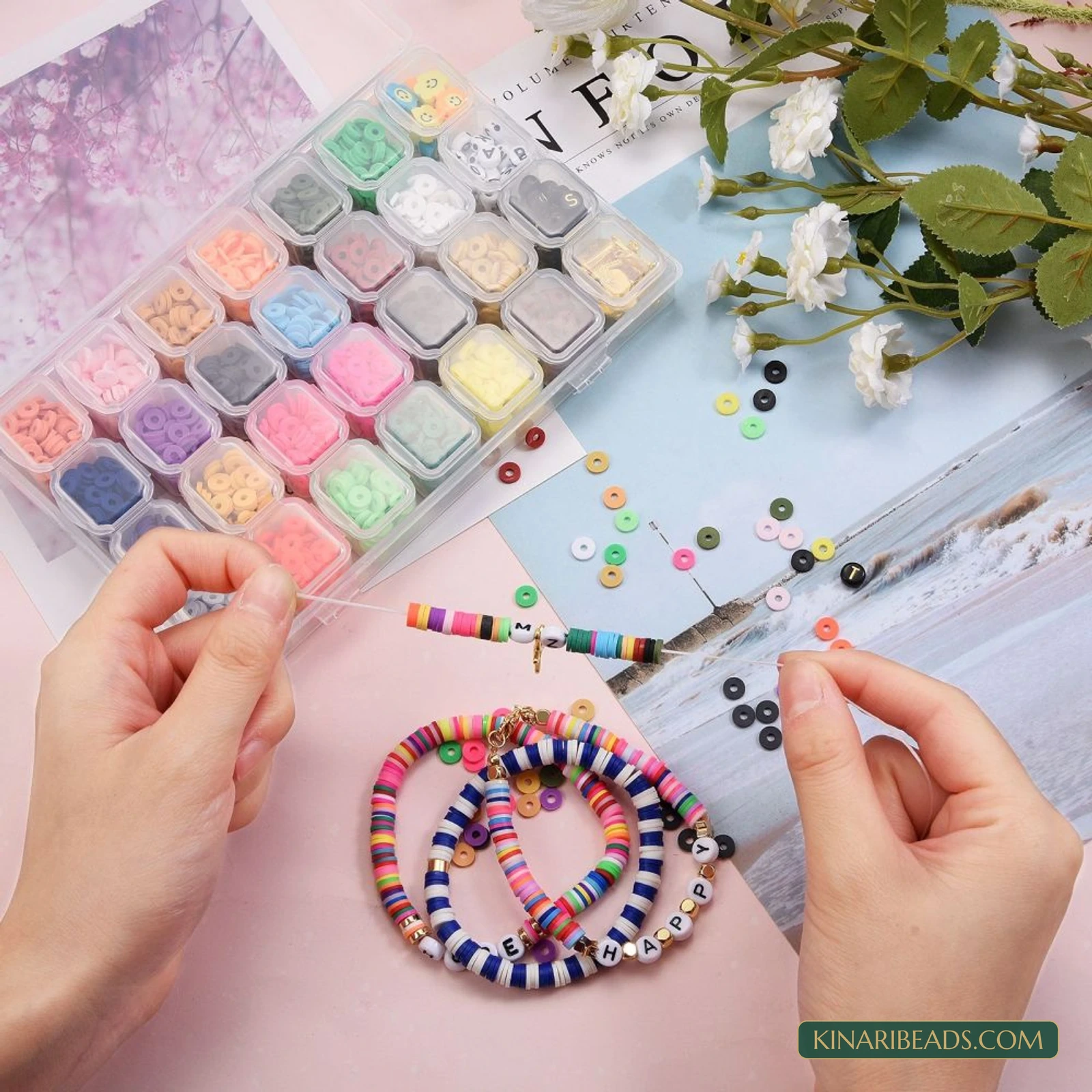 24-Colour Heishi Beads Stretch Bracelet Making Kit product image