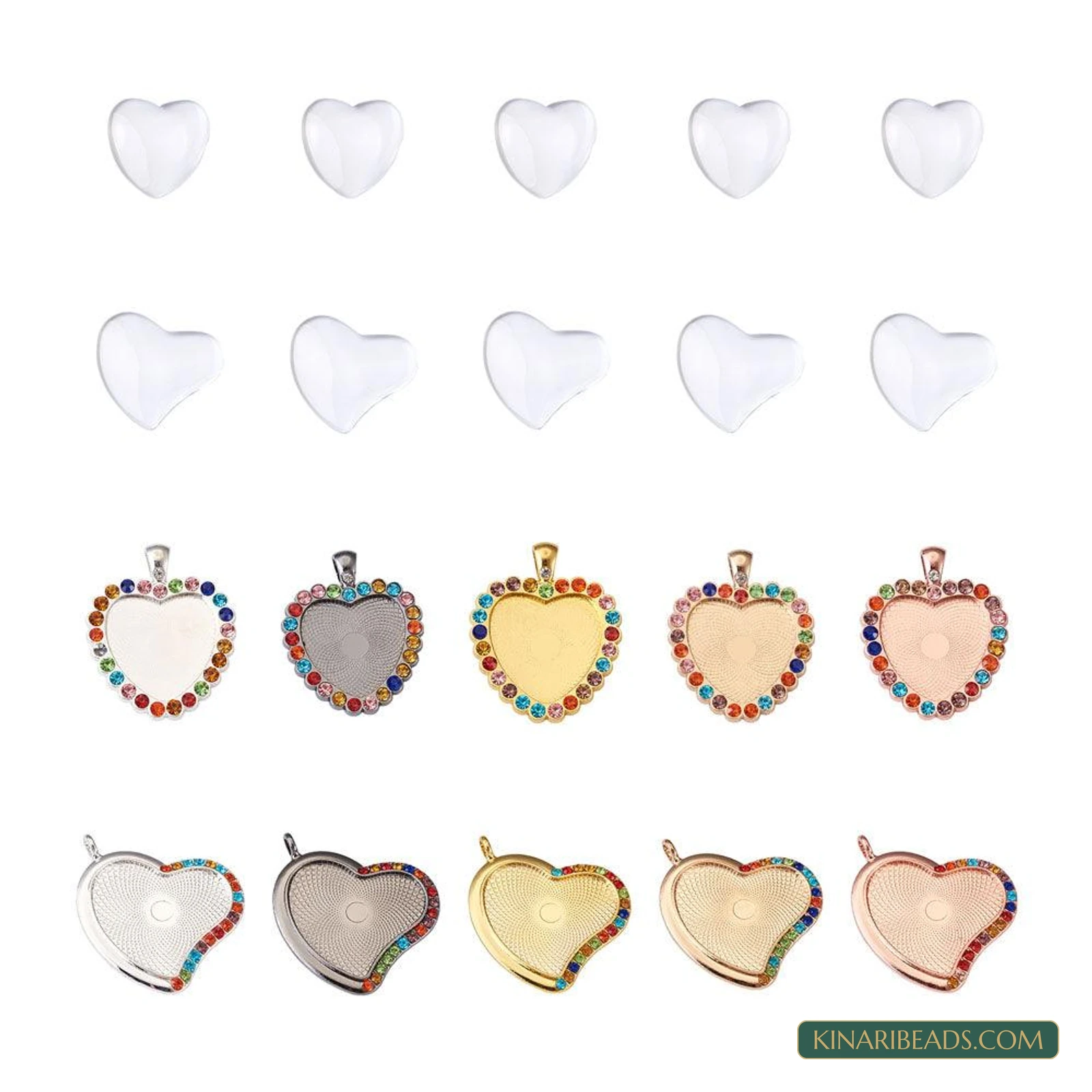 20 Heart Glass Cabochon Pendant Making Kit product image