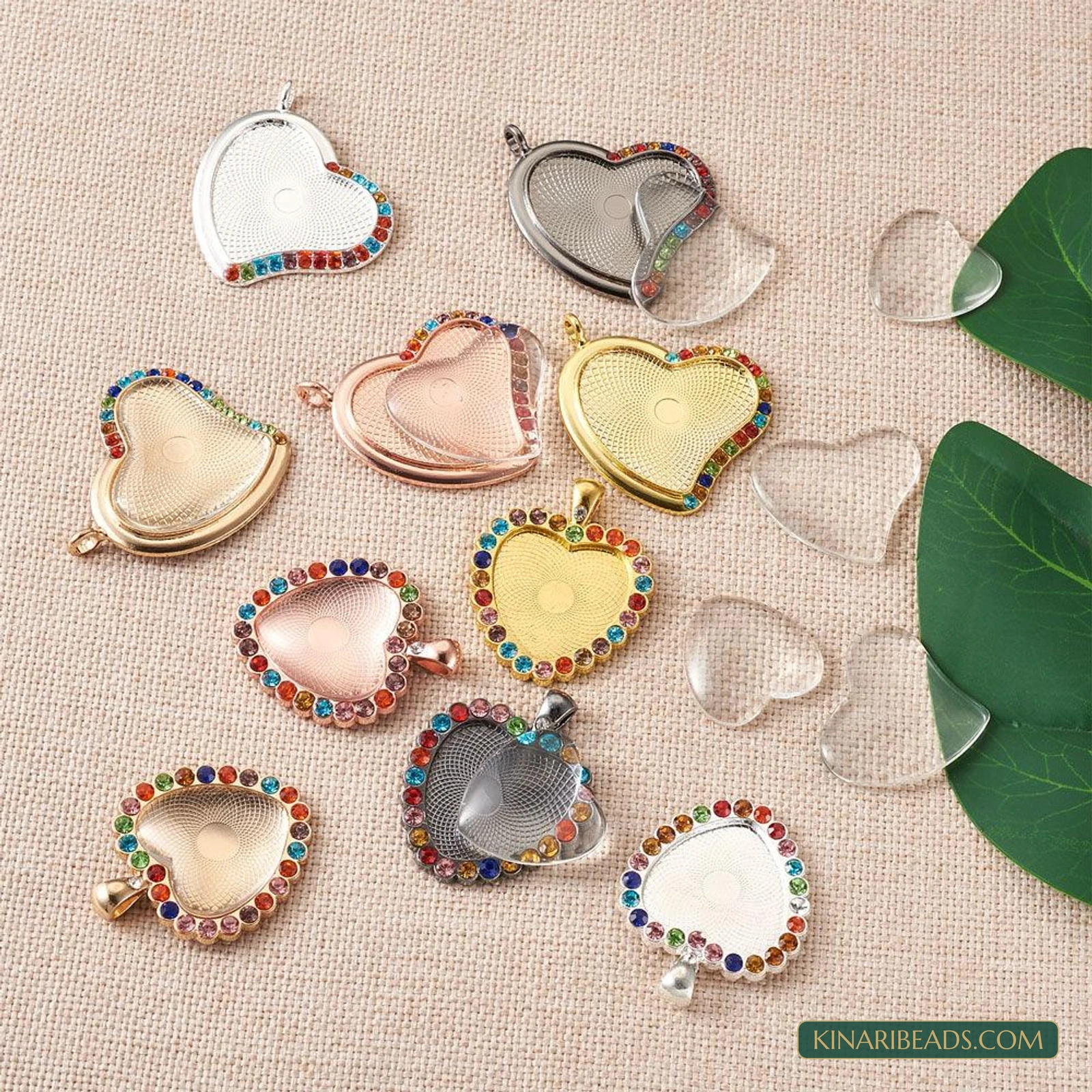 20 Heart Glass Cabochon Pendant Making Kit product image