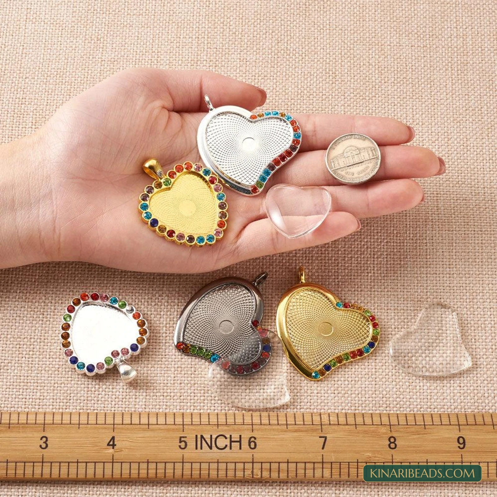 20 Heart Glass Cabochon Pendant Making Kit product image