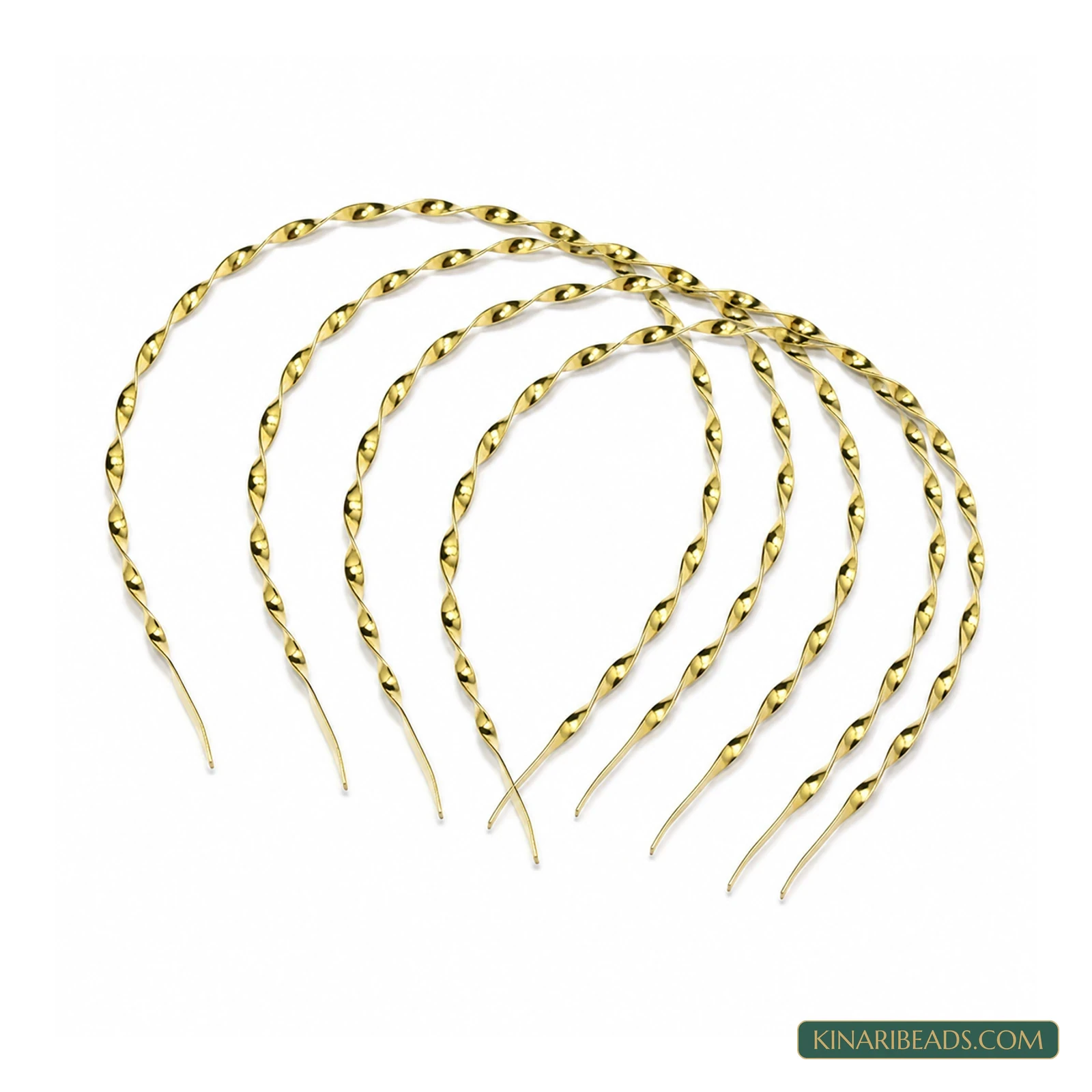 Twisted Metal Hairband Bases – 15 Inch, 10 Pack - Golden colour
