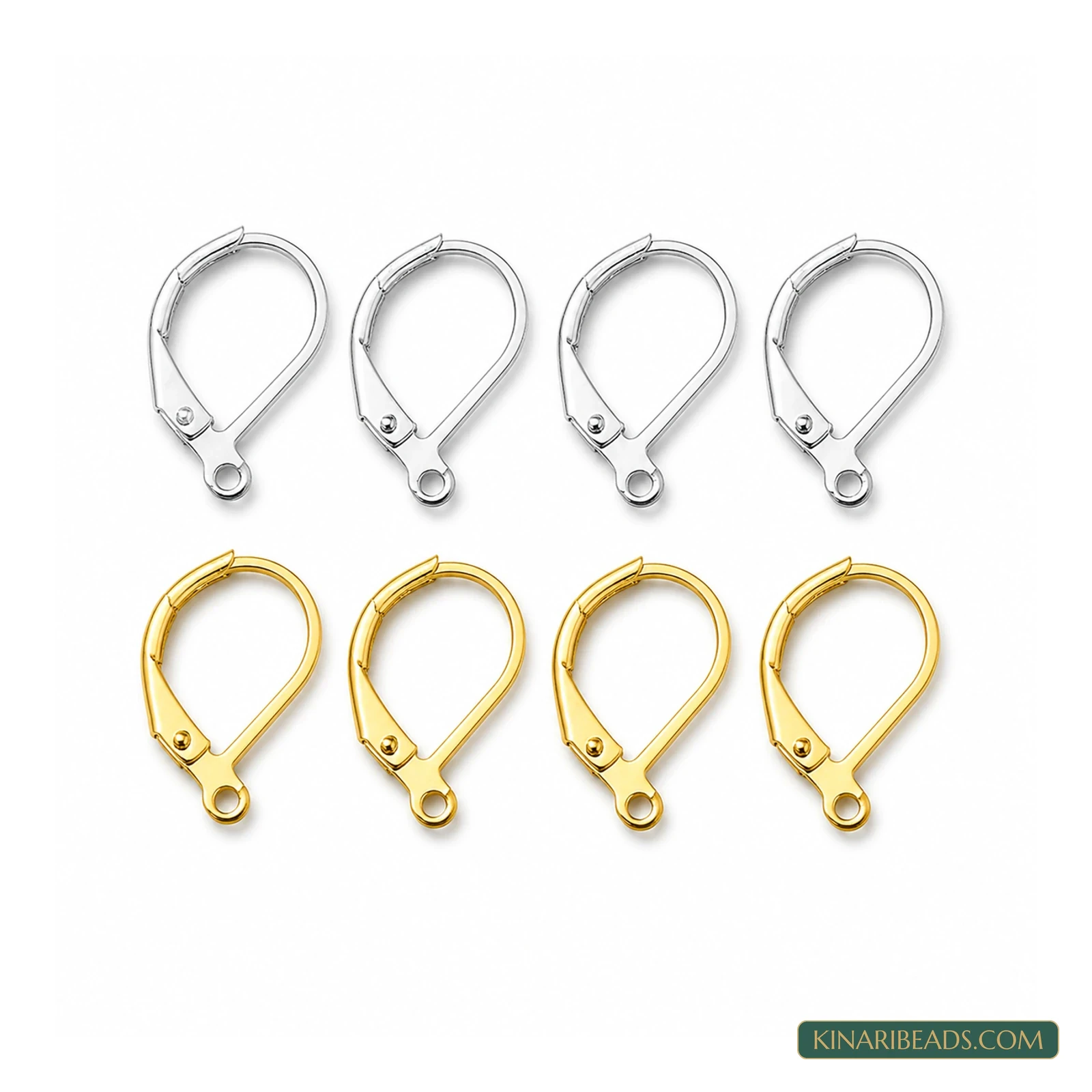 Two-Tone Brass Lever-Back Findings – 15x10mm, 8 Pack