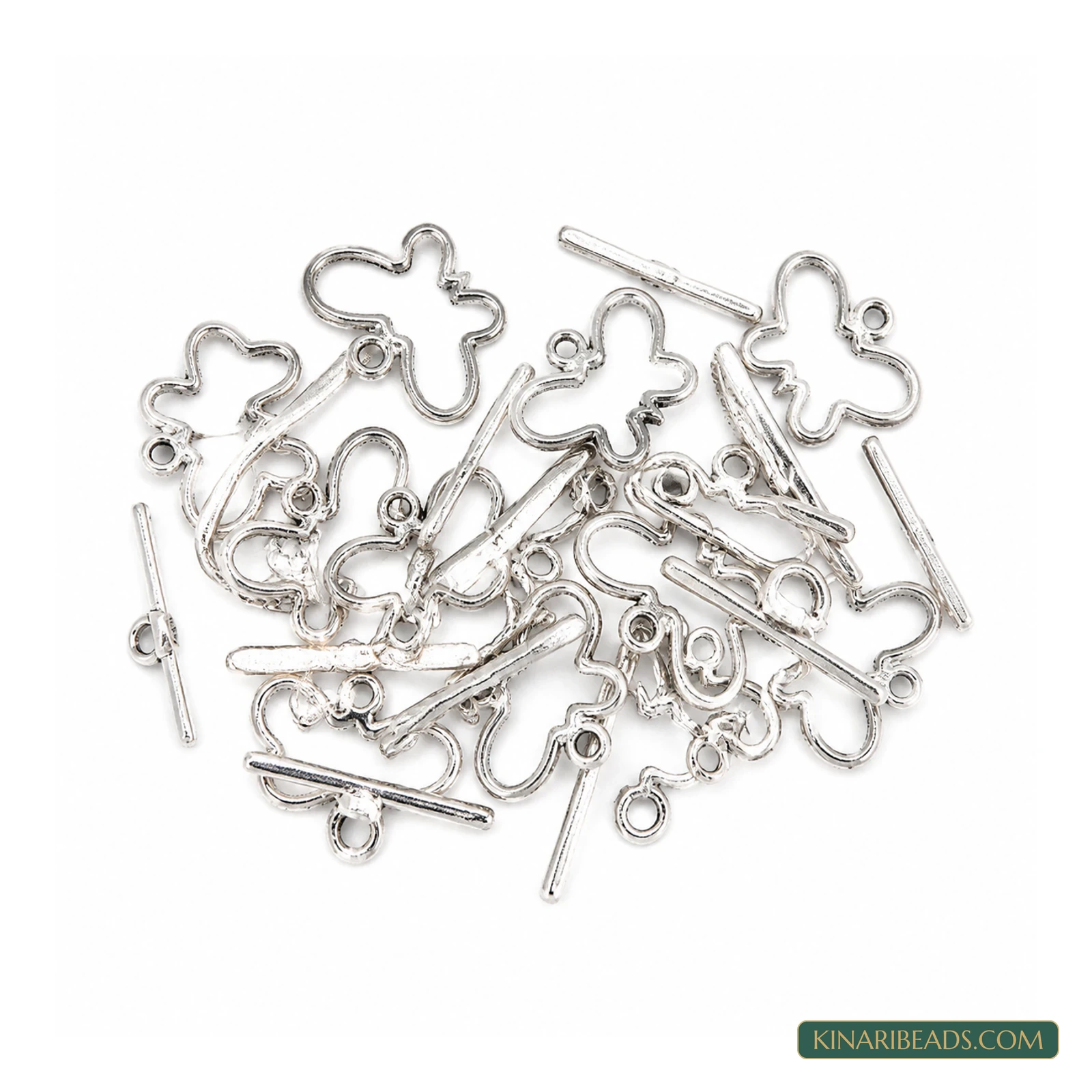 Vintage Butterfly Metal Toggle & T-Bar Clasp Sets Antiqued Silver-Tone 17x20mm – 5 Sets / 50 Sets product image