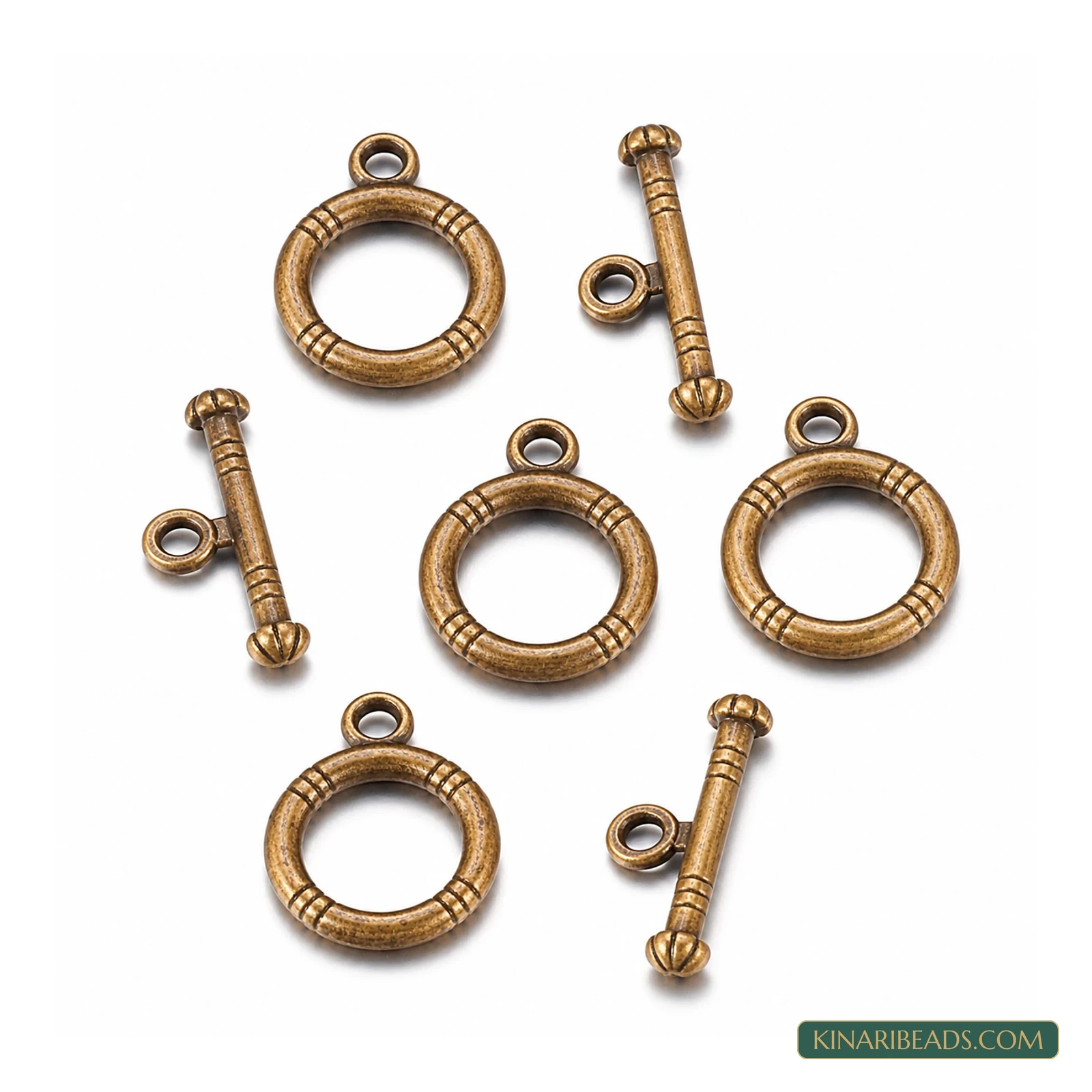 Vintage Metal Toggle & T-Bar Clasp Sets Antiqued Bronze 15x12mm – 5 Sets / 50 Sets