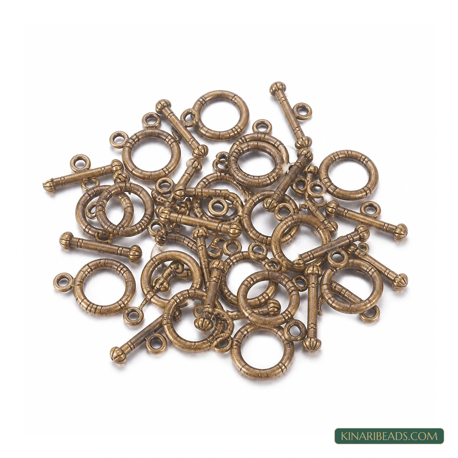 Vintage Metal Toggle & T-Bar Clasp Sets Antiqued Bronze 15x12mm – 5 Sets / 50 Sets product image