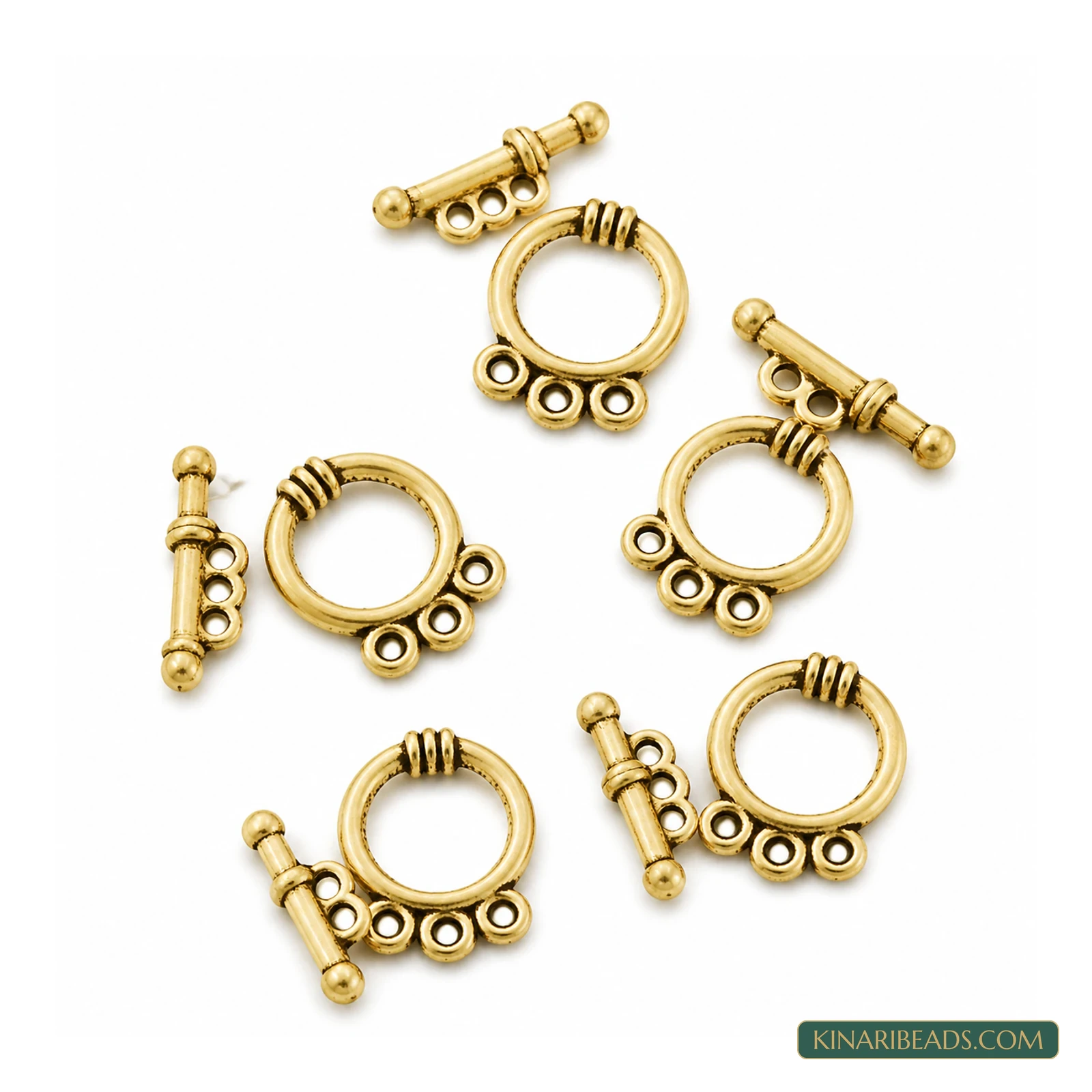 Vintage Metal Toggle & T-Bar Clasp Sets Antiqued Gold-Tone 18x14x4mm – 5 Sets / 50 Sets