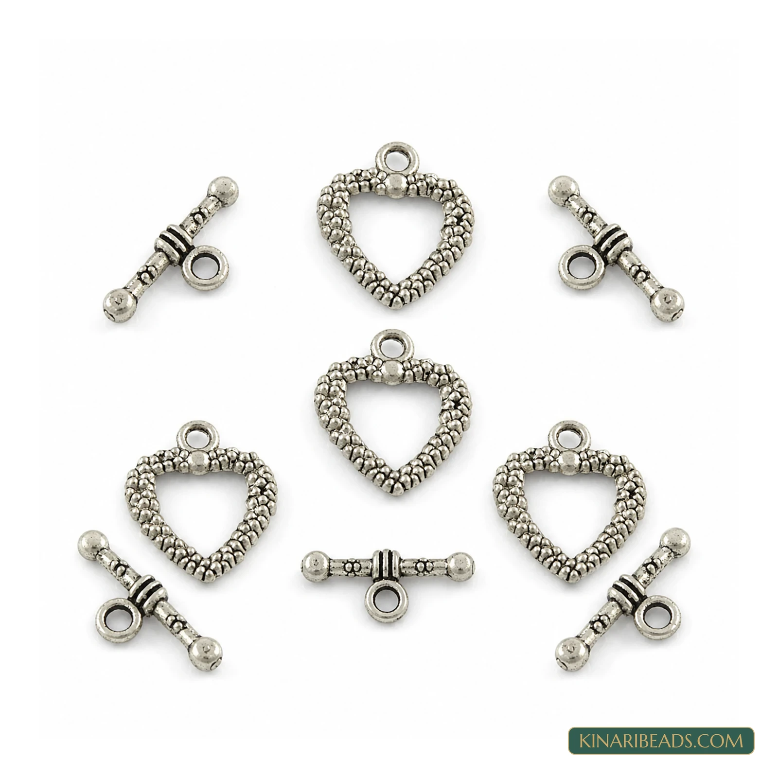 Vintage Metal Toggle & T-Bar Clasp Sets Antiqued Silver-Tone 19x16mm – 5 Sets / 50 Sets