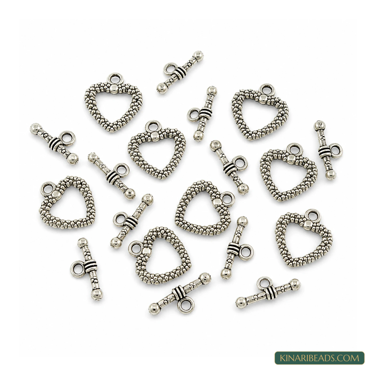 Vintage Metal Toggle & T-Bar Clasp Sets Antiqued Silver-Tone 19x16mm – 5 Sets / 50 Sets product image