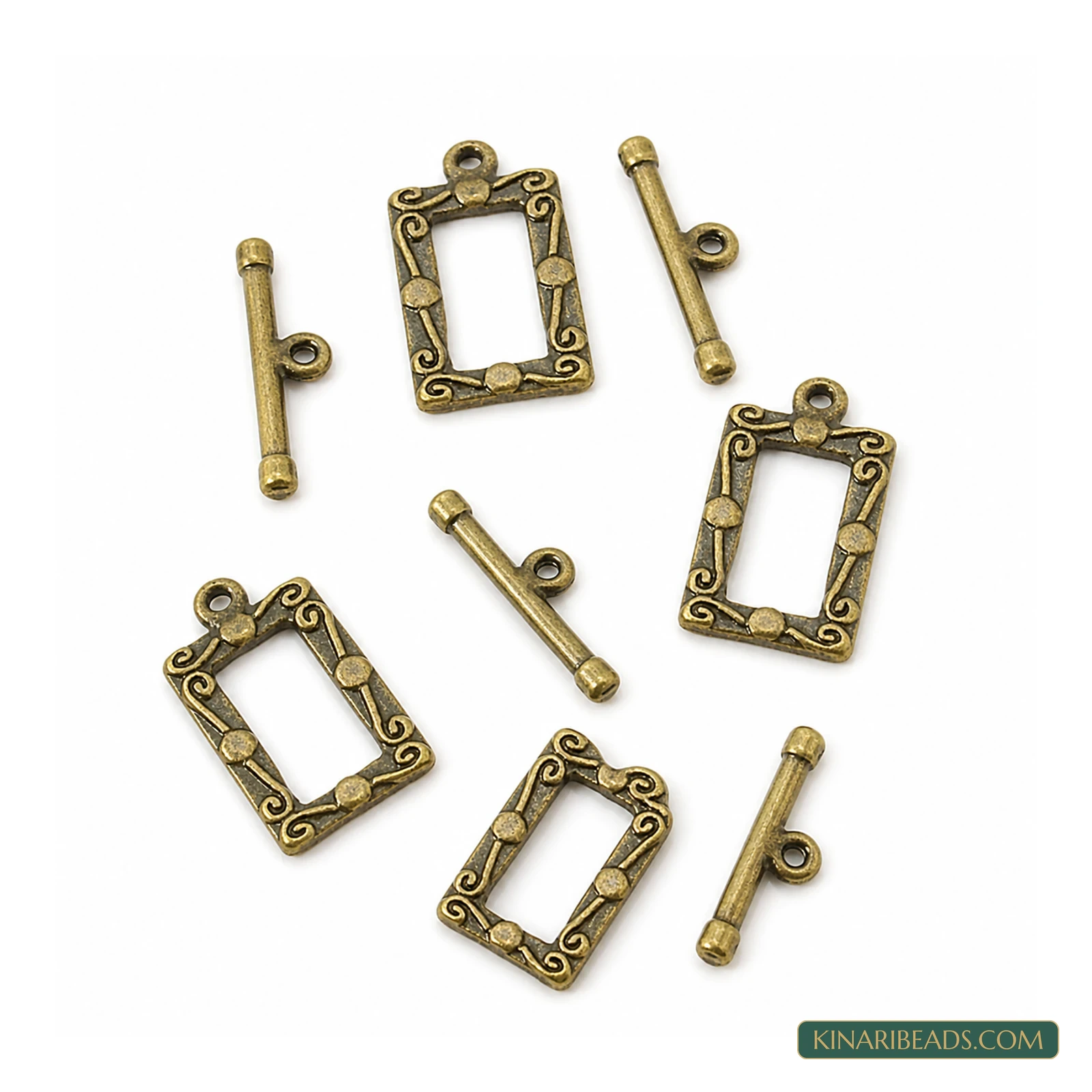 Vintage Rectangle Toggle & T-Bar Clasp Sets Antiqued Bronze – 5 Sets / 50 Sets
