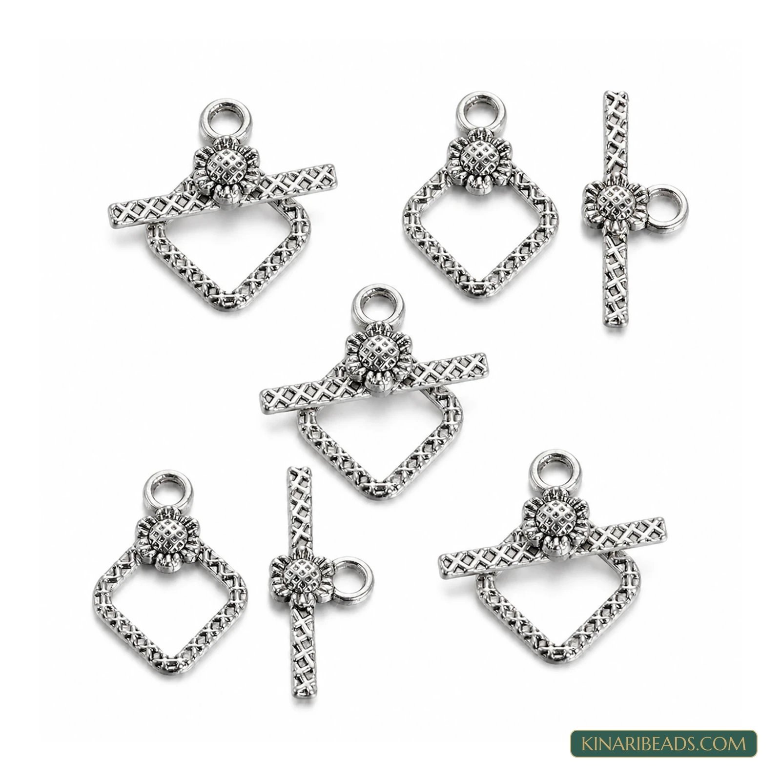 Vintage Rhombus Toggle & T-Bar Clasp Sets – 5 Sets / 50 Sets