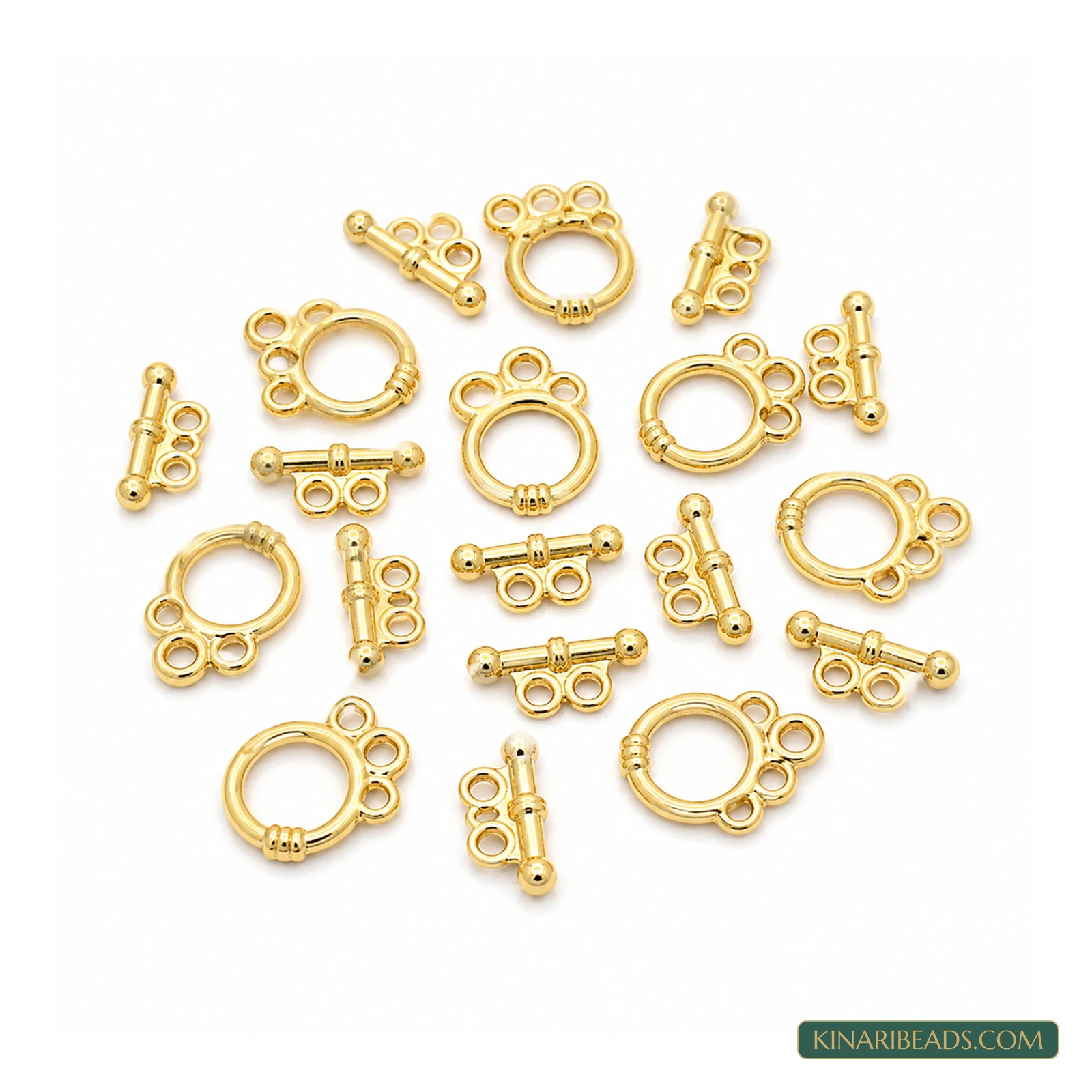Vintage-Style Metal Toggle & T-Bar Clasp Sets Gold-Tone 18x14x3mm – 5 Sets / 50 Sets product image
