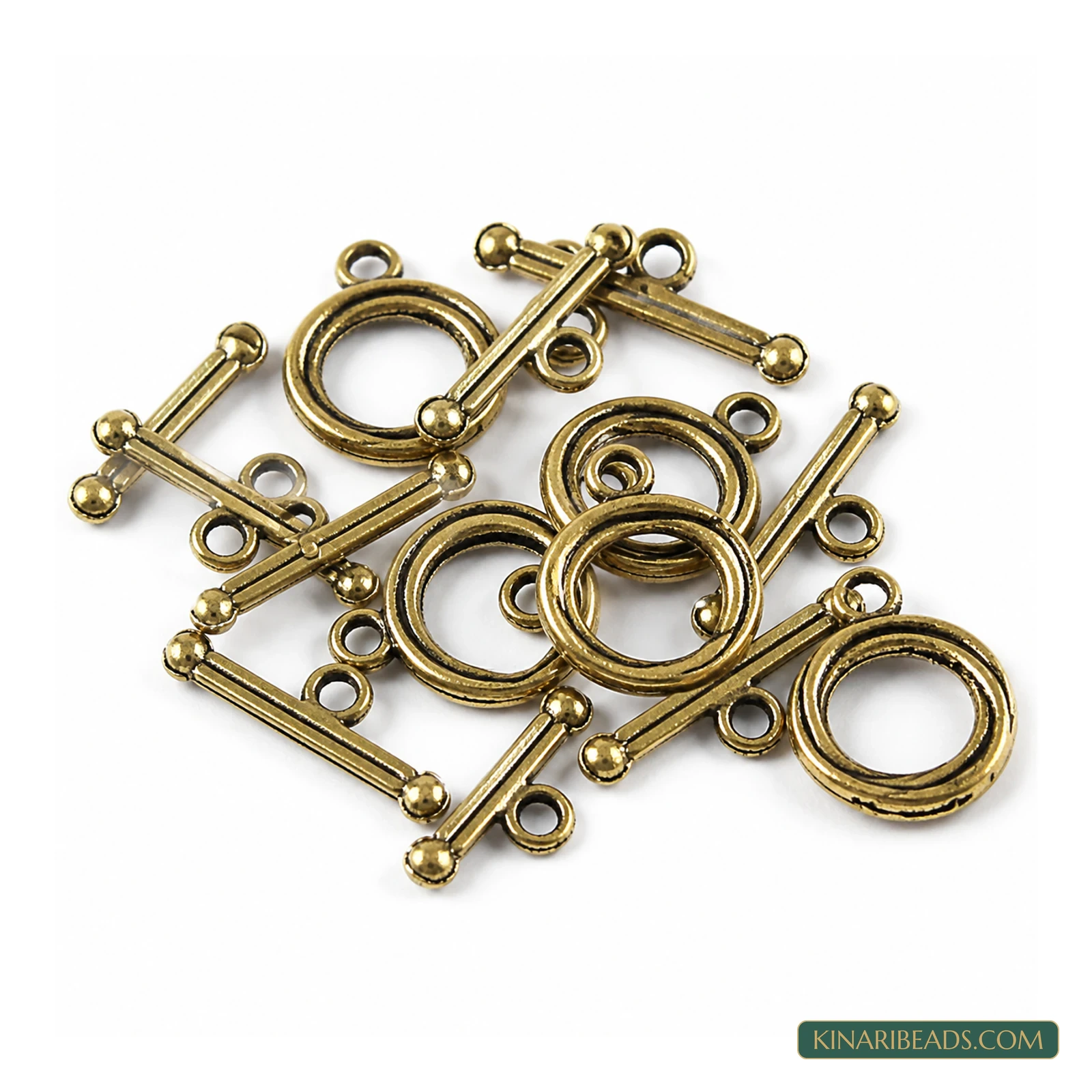 Vintage Toggle & T-Bar Clasp Sets Antiqued Gold-Tone 17x13mm – 5 Sets / 50 Sets product image