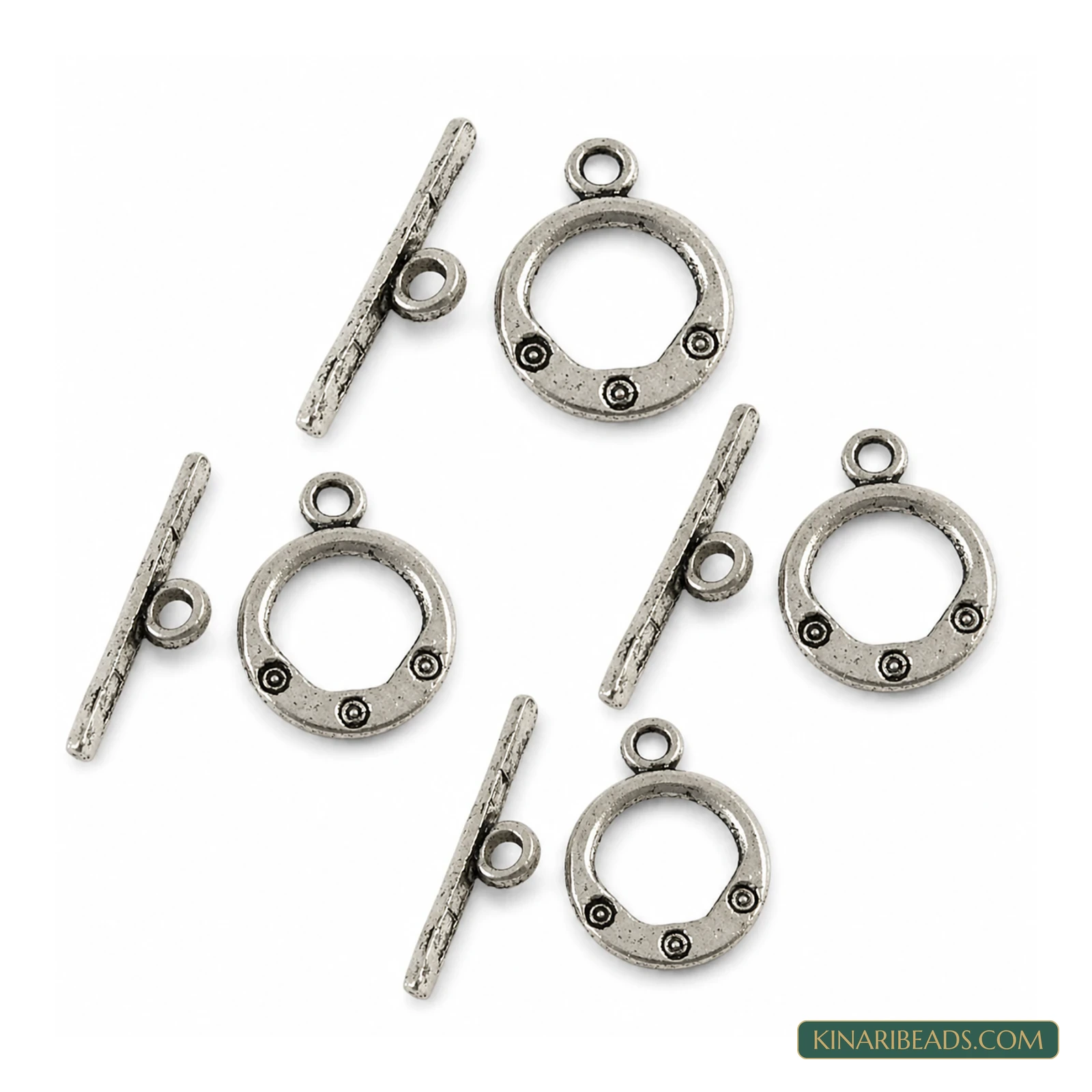 Vintage Toggle & T-Bar Clasp Sets Antiqued Silver-Tone 17x13mm – 5 Sets / 50 Sets