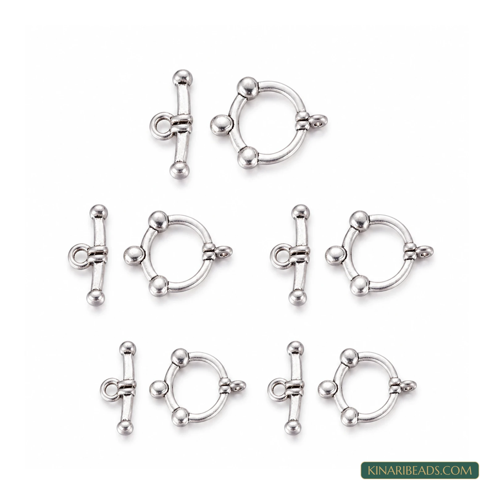 Vintage Toggle & T-Bar Clasp Sets Antiqued Silver-Tone 20x14x2mm – 5 Sets / 50 Sets