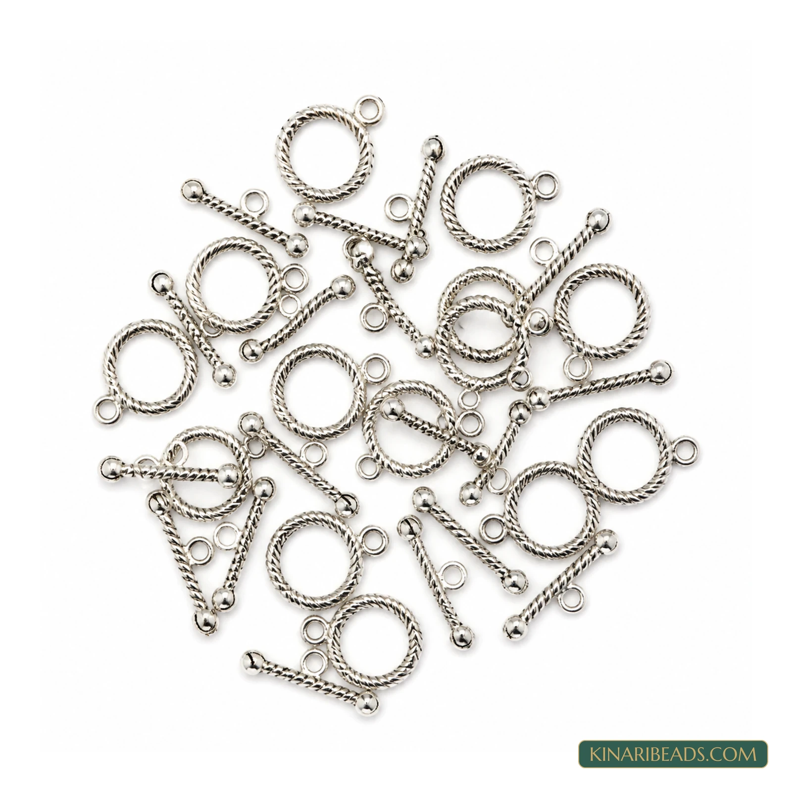 Vintage Toggle & T-Bar Clasp Sets Platinum 16x13mm – 5 Sets / 50 Sets product image