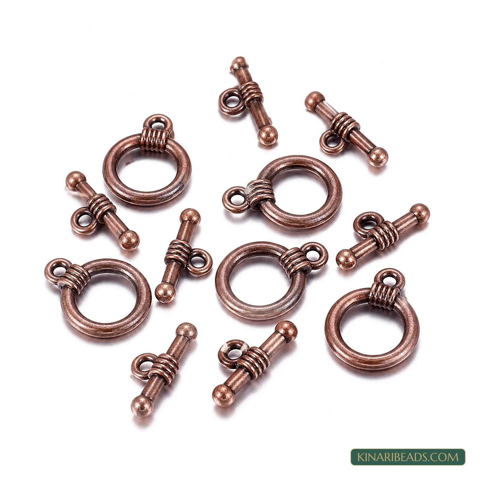 Vintage Toggle & T-Bar Clasp Sets Red Copper – 5 Sets / 50 Sets product image